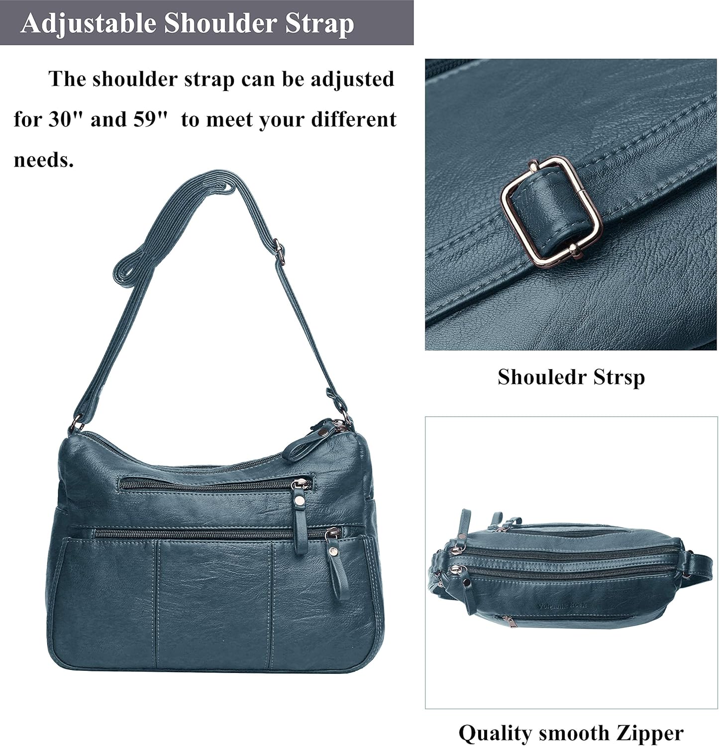 VOLGANIK ROCK Purses for Women Soft PU Leather Shoulder Bag Ladies Crossbody Purse and handbags Lightweight Pocketbook - Image 7