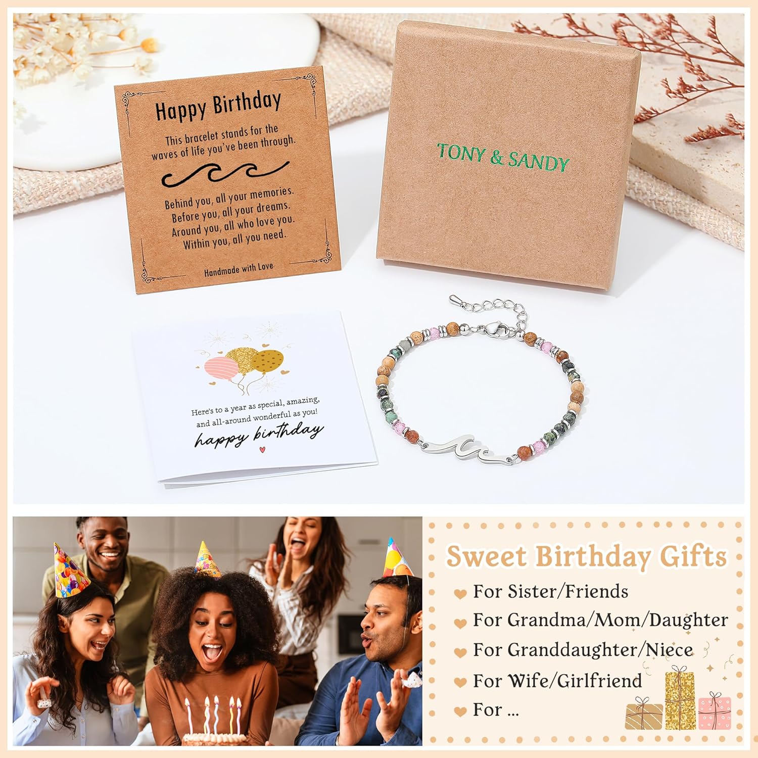 TONY & SANDY Friend Gifts for Women, Unique Valentine's Day Gifts for Her, Sister Gifts from Sister, Wave Bracelet, Christmas Birthday Gifts for Women, Bestie Friendship Bracelets - Image 7