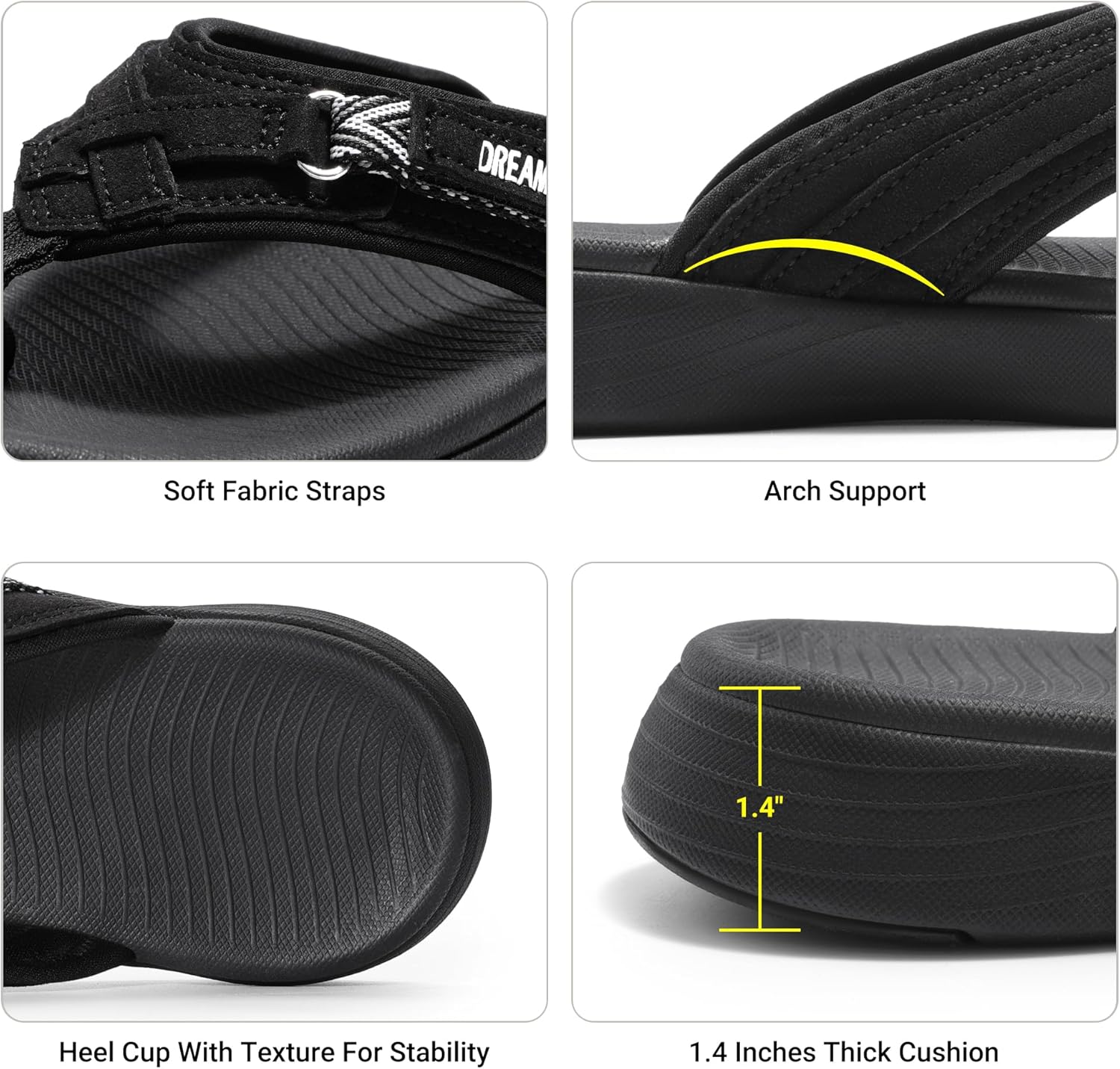 DREAM PAIRS Women's Arch Support Flip Flops Comfortable Thong Sandals - Image 6