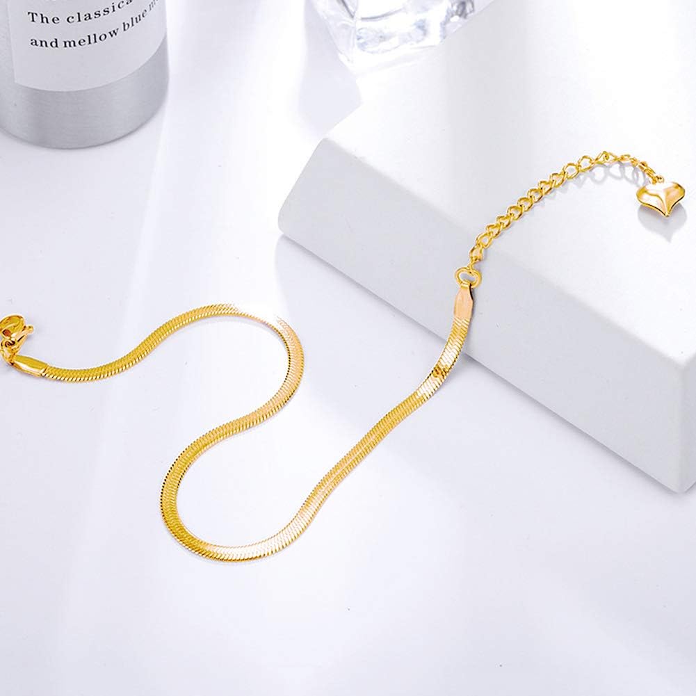 Gold Anklets for Women Waterproof,18K Gold Plated Anklet for Women Snake Chain Link Dainty Ankle Bracelets Summer Beach Jewelry - Image 8