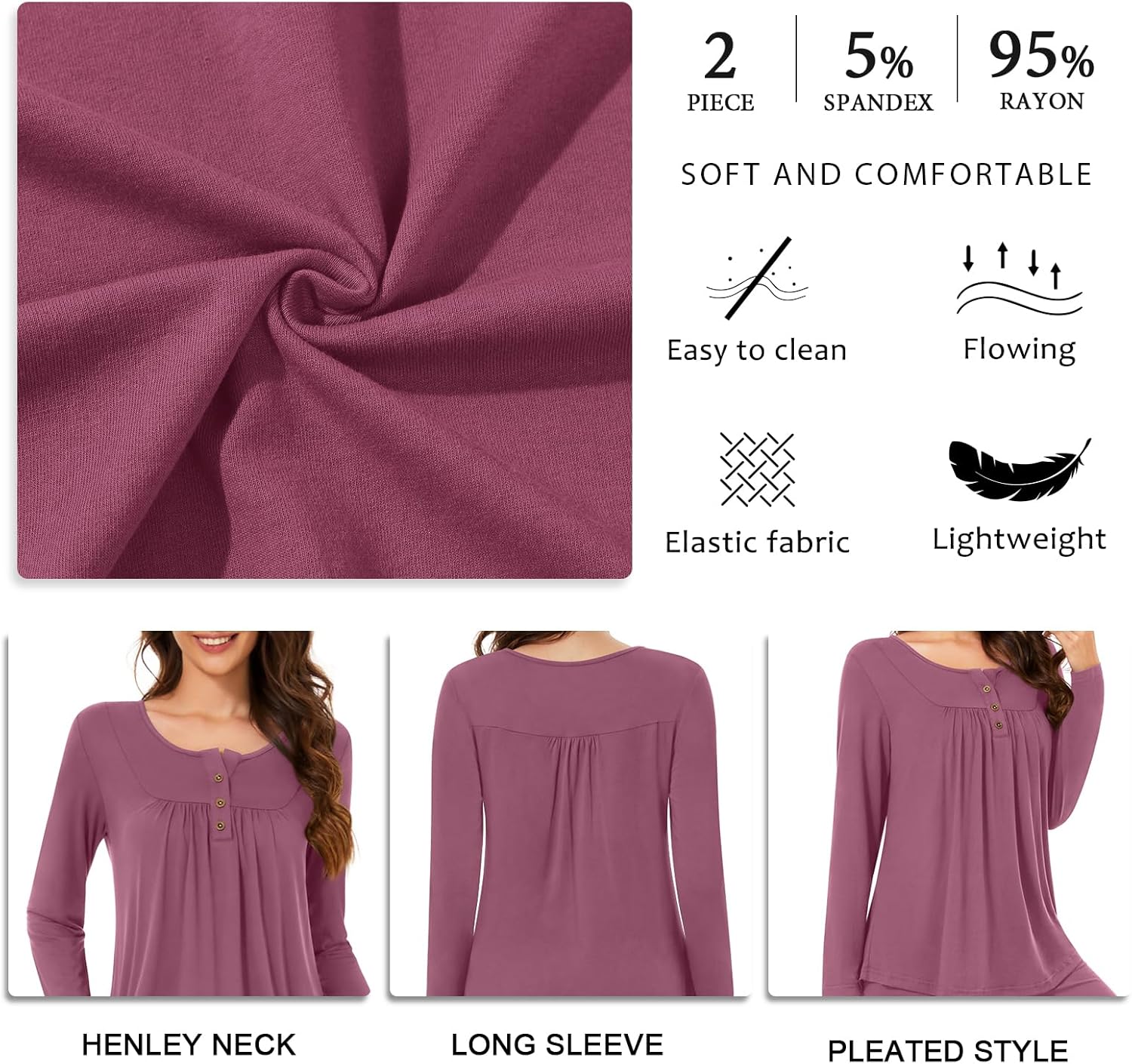 Bestbee Women's Pajama Set, 2 Piece Lounge Outfits Sleepwear Fall Long Sleeve Long Pant With Pockets Ladies Pjs - Image 7