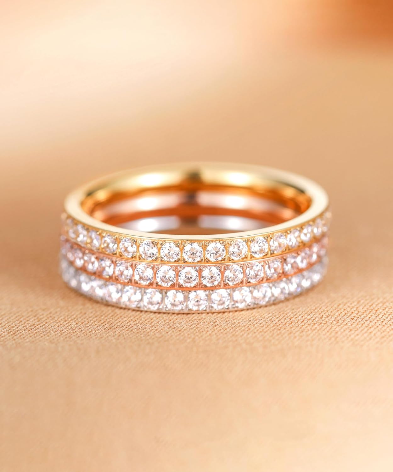 TIGRADE 2mm Women Titanium Eternity Ring Cubic Zirconia Anniversary Wedding Engagement Band Size 3-13.5 - Image 3