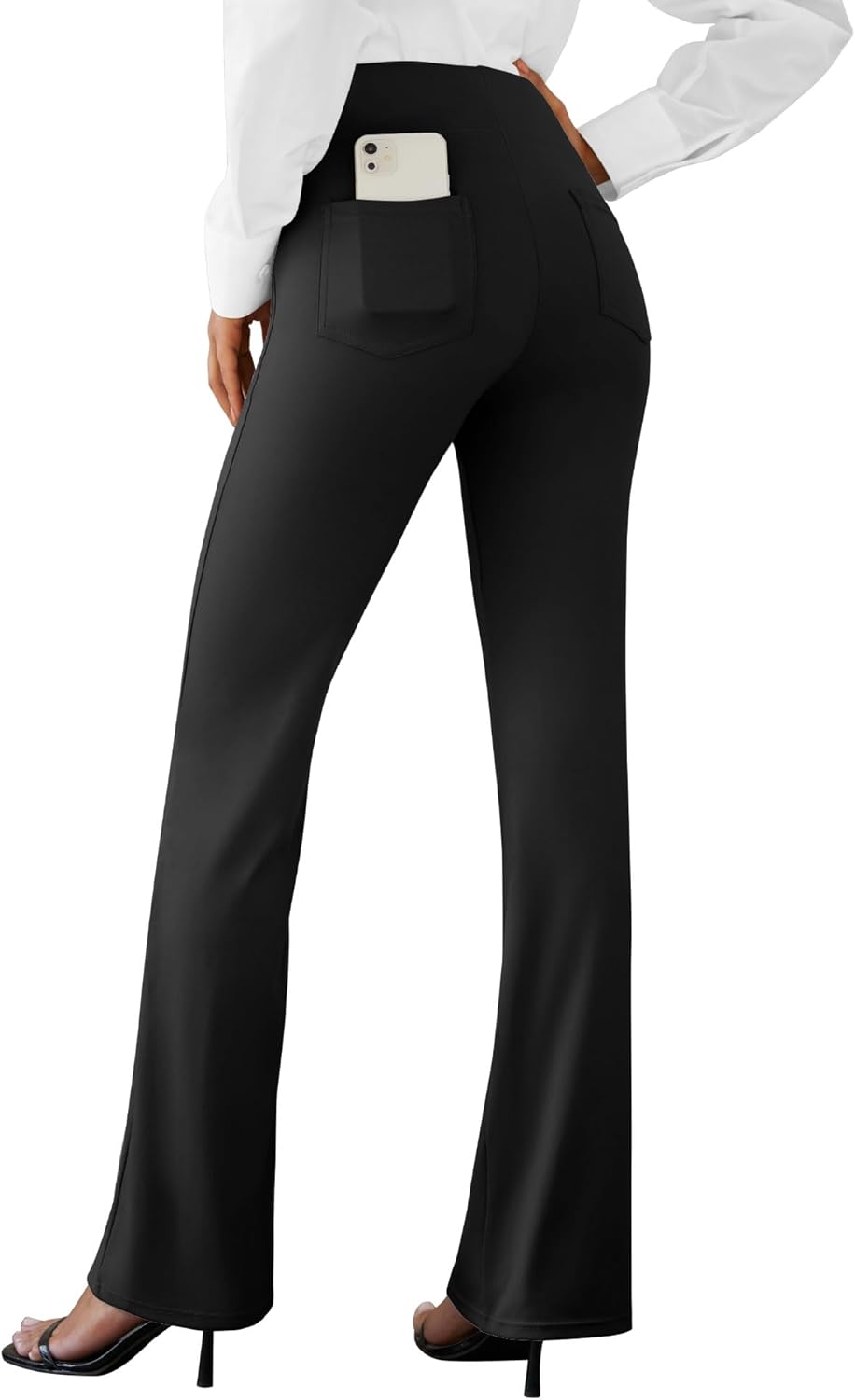 Womens Dress Pants Business Casual Work Pants with Pockets Pull On Flare Office Slacks High Waist Stretchy Trousers - Image 5