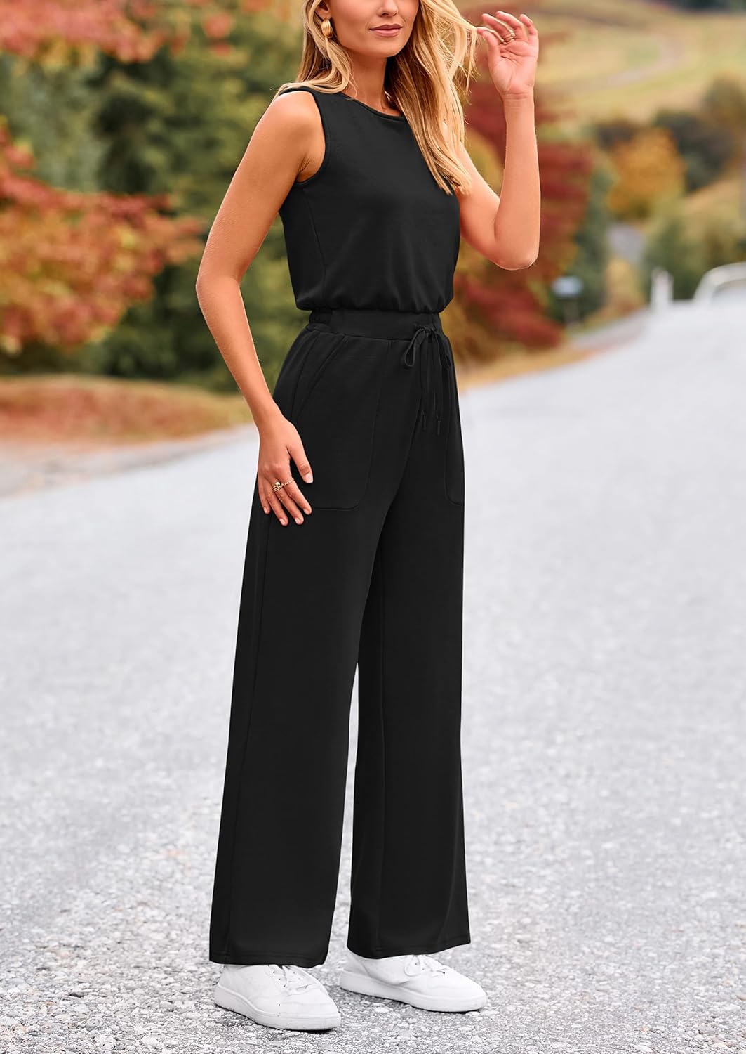 PRETTYGARDEN Jumpsuits for Women Casual 2026 Summer Sleeveless Wide Leg Pants Rompers One Piece Beach Vacation Spring Outfits - Image 5