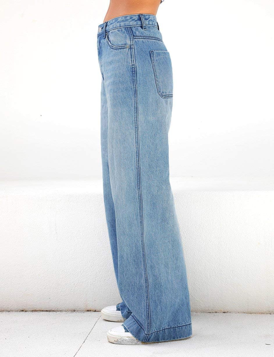 EMMIOL Women's 2026 Wide Leg Jeans Distress Mid Waist Denim Pants Vintage Y2K Trousers - Image 3