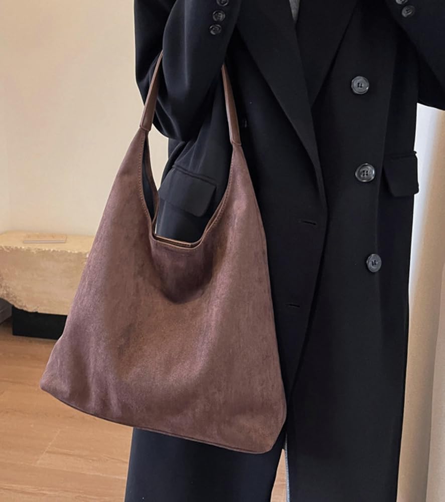 Womens Fashion Suede Shoulder Bags Large Tote Bag Retro Purse Handbag Casual Work Ladies Top Handle Satchel - Image 4