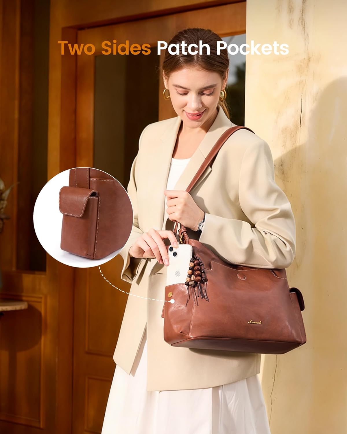 LOVEVOOK Hobo Purses for Women,Soft Faux Leather Crossbody Purse with Tassel Charms,Women's Shoulder Handbags for Daily - Image 7