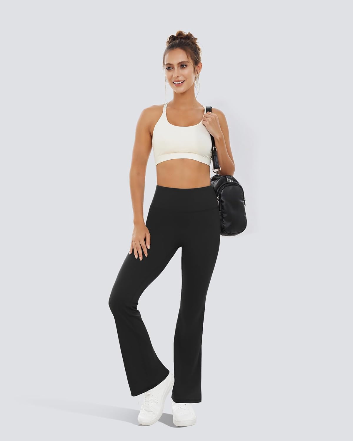 Yoga Pants for Women High Waisted Flare Leggings Bell Bottom Leggings Front Seamless Flared Workout Pants Tummy Control - Image 3