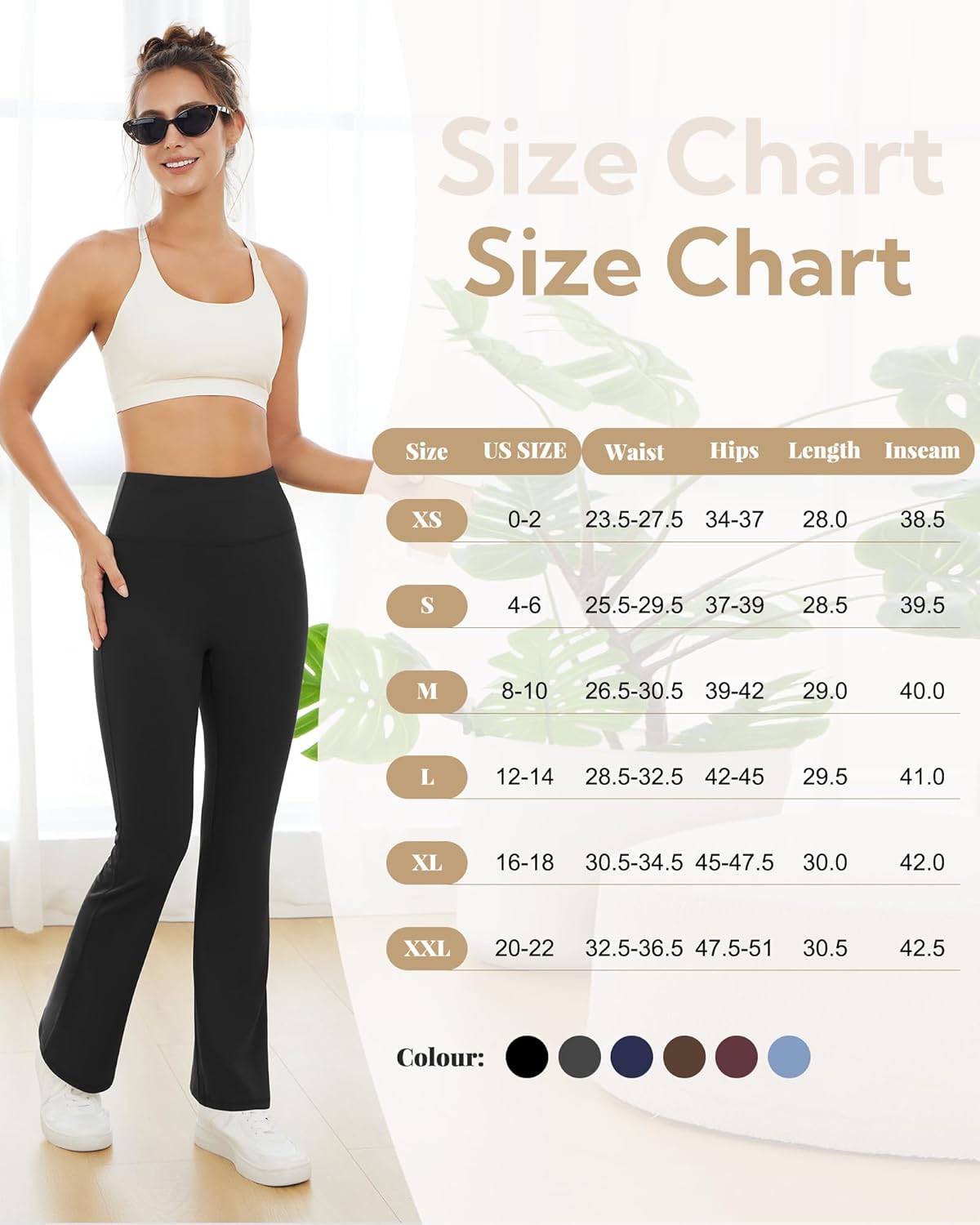 Yoga Pants for Women High Waisted Flare Leggings Bell Bottom Leggings Front Seamless Flared Workout Pants Tummy Control - Image 7