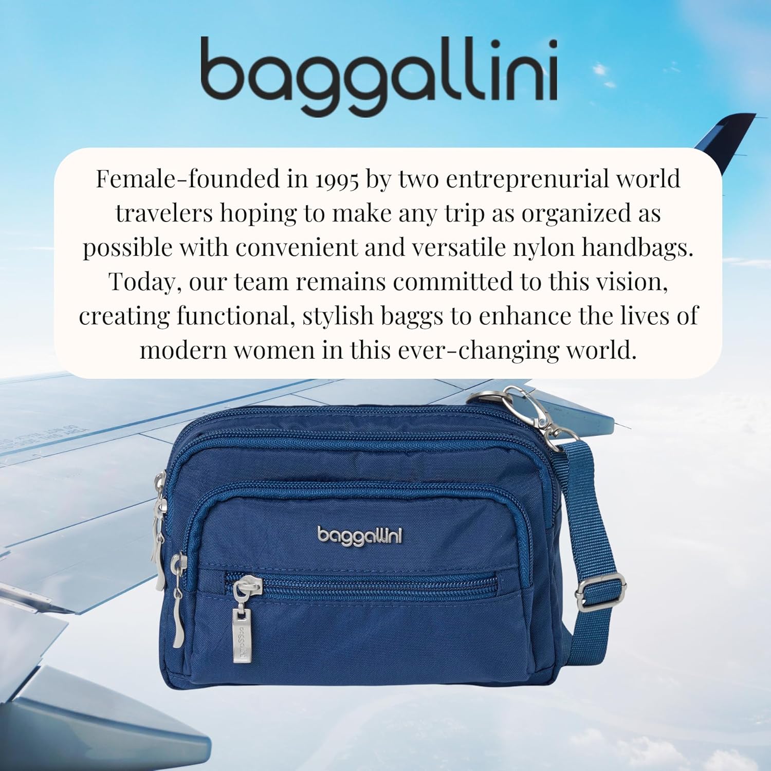 Baggallini Triple Zip Small Crossbody Bag for Women - 8x6 Lightweight Convertible Fanny Pack Belt Bag - Image 7