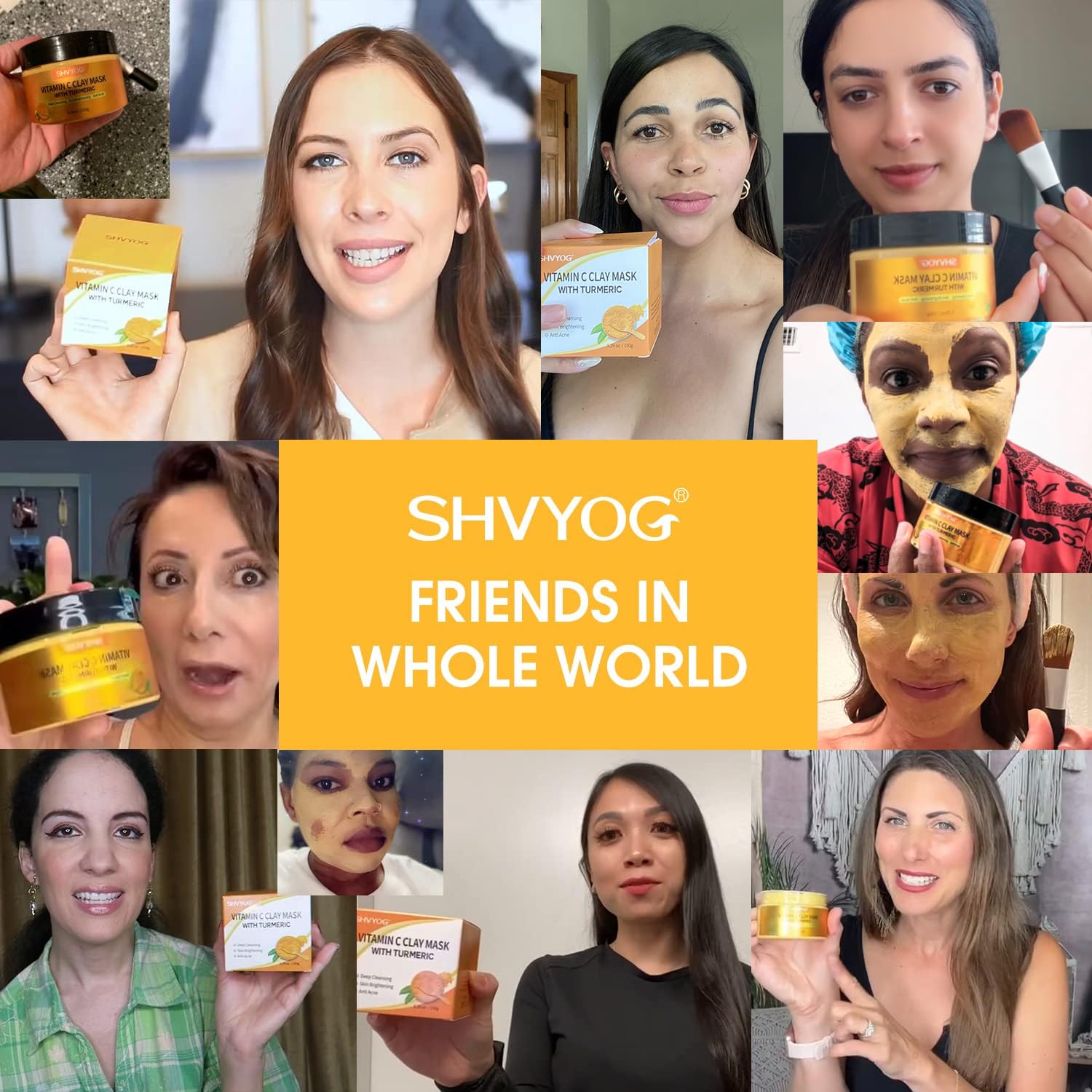 SHVYOG Turmeric Vitamin C Clay Mask with Kaolin Clay for Dull & Blemish-Prone Skin, Deep Cleansing Facial Mask, Face Masks Skincare for Controlling Oil and Refining Pores 5.29 Oz 150g - Image 10