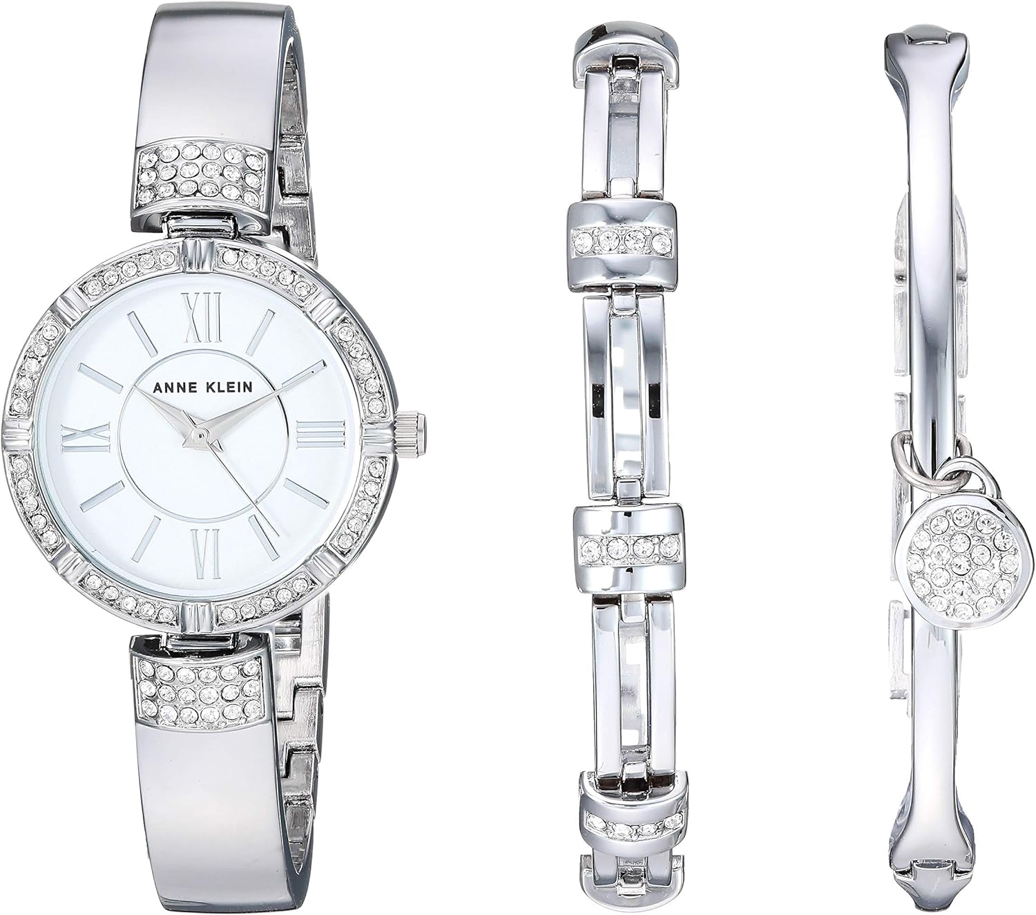 Anne Klein Women's Premium Crystal Accented Watch and Bracelet Set - Image 2