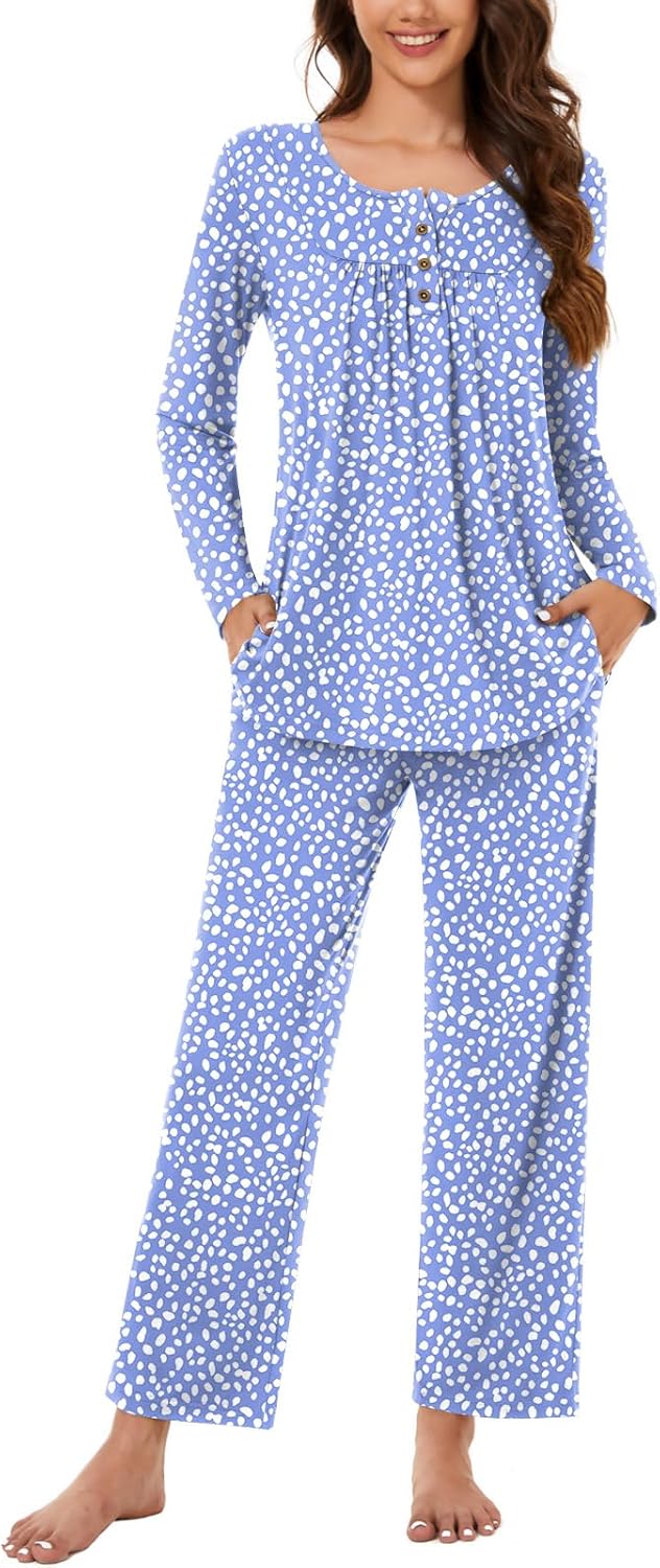 Bestbee Women's Pajama Set, 2 Piece Lounge Outfits Sleepwear Fall Long Sleeve Long Pant With Pockets Ladies Pjs - Image 2