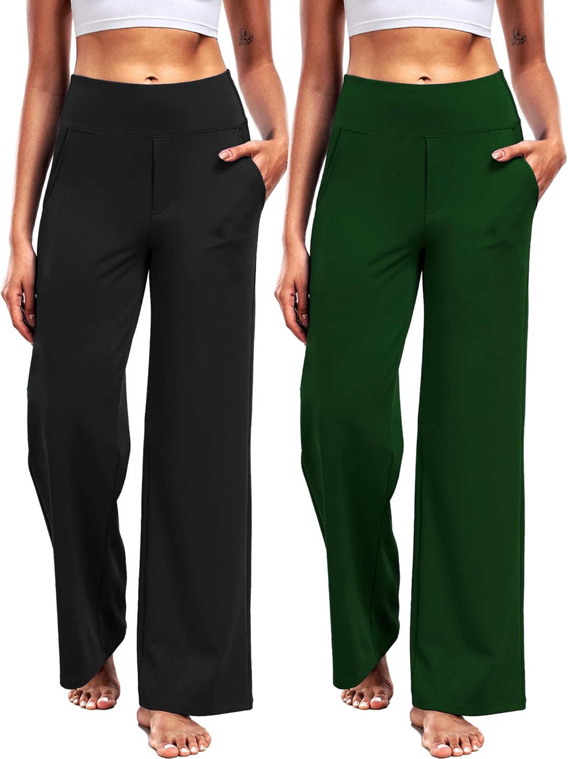 CADMUS High Waist Yoga Pants Women Wide Leg Pants with Pockets Stretch Dress Casual Sweatpants Petite/Regular/Tall - Image 2