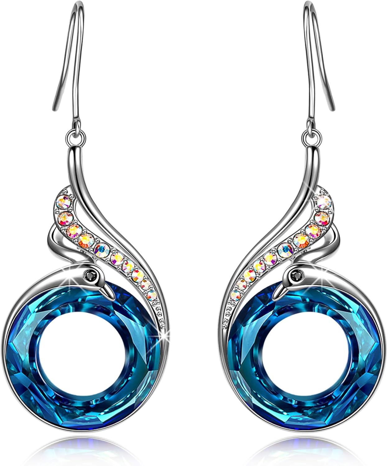 Kate Lynn "Rise From the Ashes" Phoenix Earrings, Sterling Silver Dangle Earrings with Crystals from Austria, Birthday Gift with Jewelry Box, Symbol of Luck and Renewal - Image 2