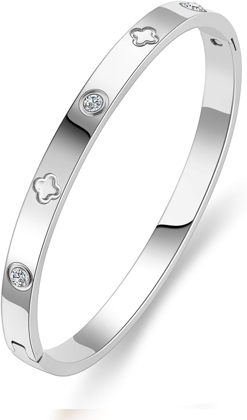 PDWZNBA 18K Gold-Plated Love Friendship Bracelets Trendy Stainless Steel Bangle Jewelry Gifts for Women - Image 2