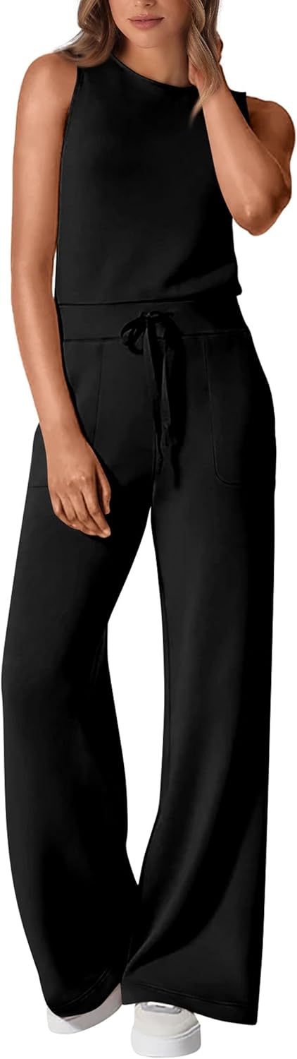 PRETTYGARDEN Jumpsuits for Women Casual 2026 Summer Sleeveless Wide Leg Pants Rompers One Piece Beach Vacation Spring Outfits - Image 2