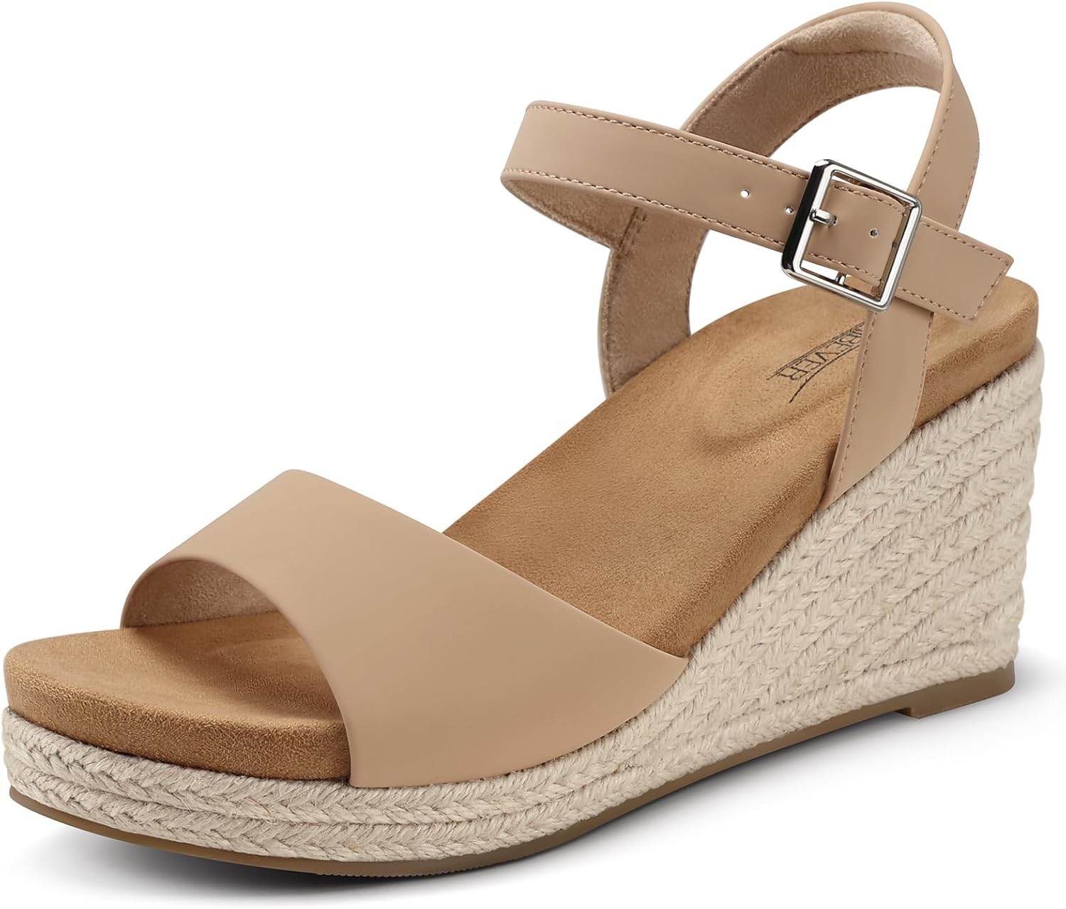 SHIBEVER Women's Wedge Platform Sandals: Espadrille Dressy Comfortable Summer Open Toe Ankle Strap Buckle Women Sandal - Image 2