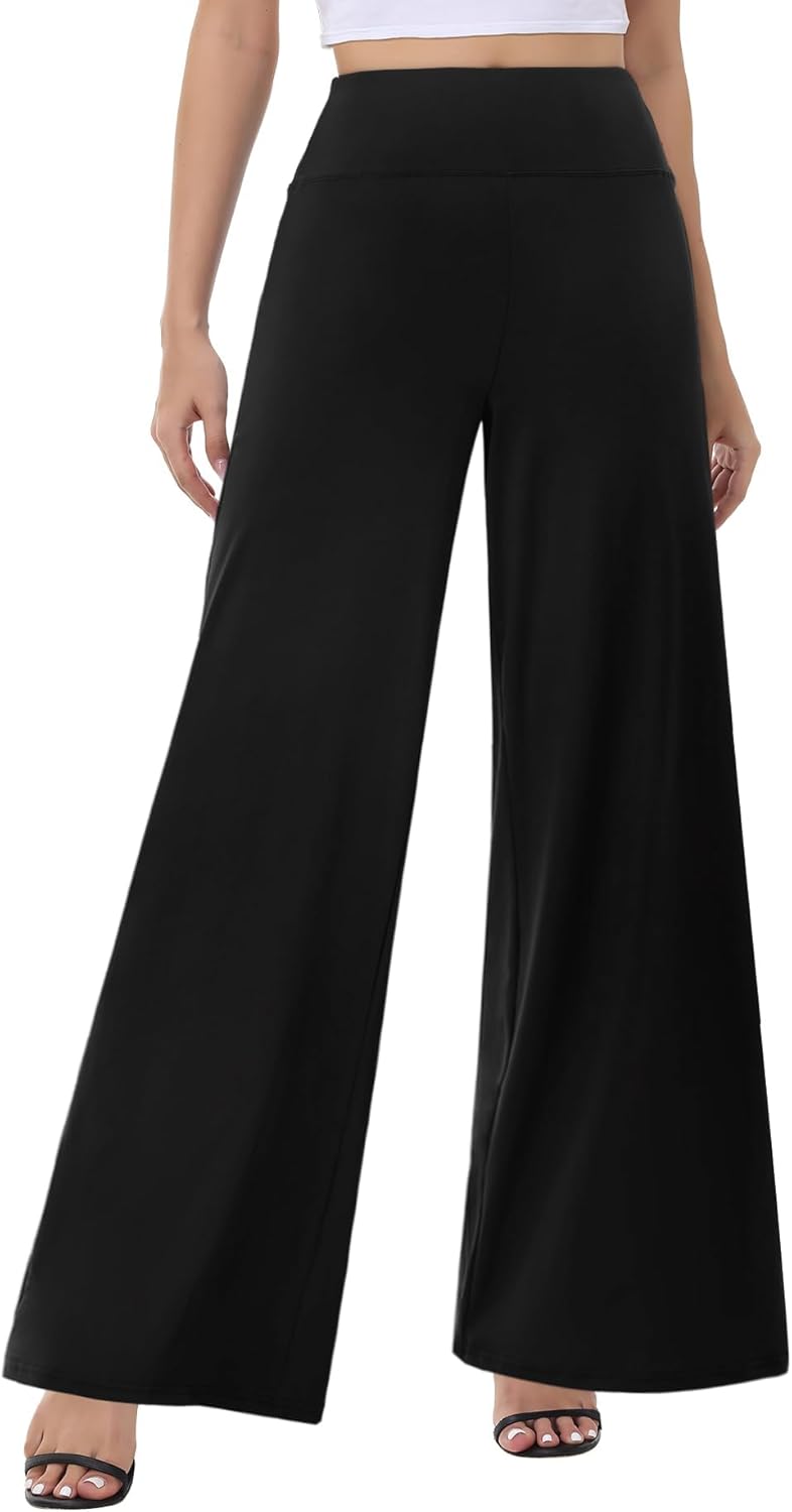 Wide Leg Palazzo Pants for Women - High Waist Casual Beach Lounge Pants Loose Dress Pants Stretchy Trousers - Image 2