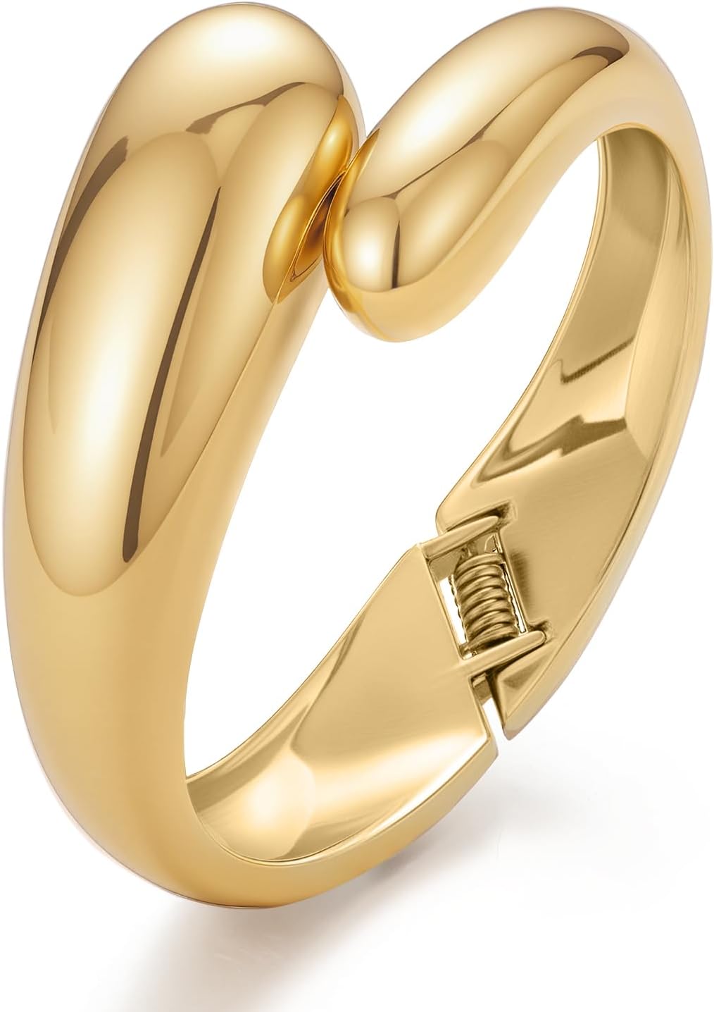 Yowivon Gold Bangles Bracelet for Women, Irregular Chunky Gold Bracelet Teardrop Wave Twisted Hinged Open Bangle Bracelets, Non Tarnish 18K Gold Plated Thick Cuff Bracelets Trendy Jewelry Gifts - Image 2