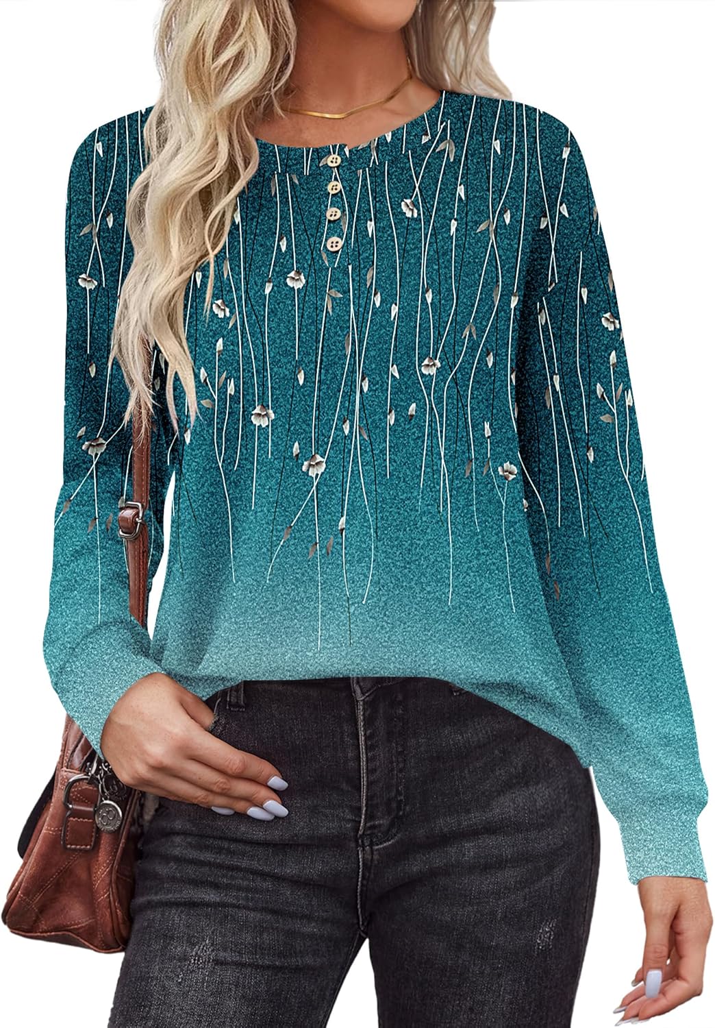 Zeagoo Long Sleeve Shirts for Women Henley T Shirts Loose Fit Tunics Dressy Casual Work Blouses Fall Fashion Tops - Image 2