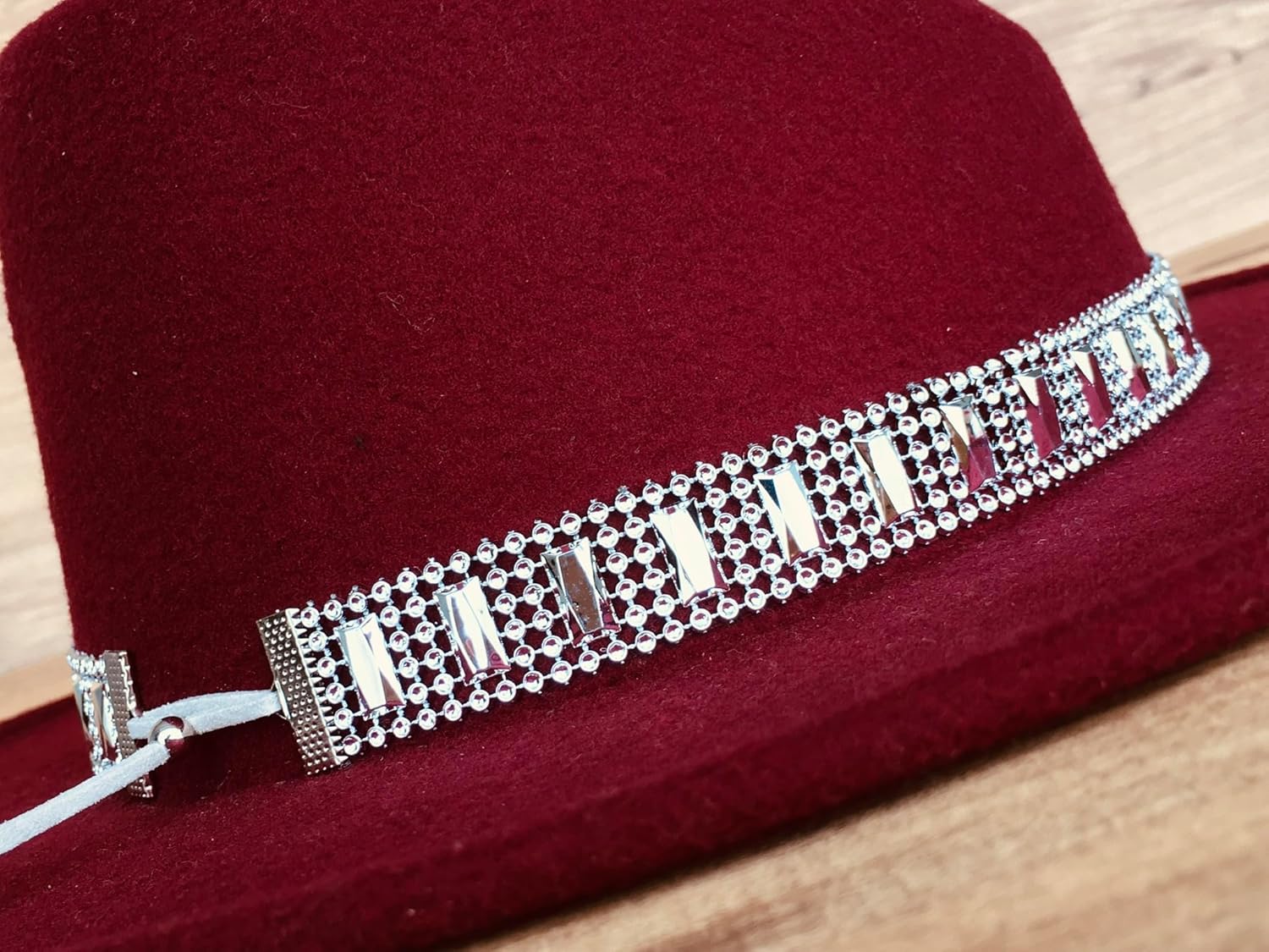 Women Cowboy Hatband, Rhinestone Silver or Gold Hat Belt, Sparkly Adjustable Fedora Western Style Hat Band, - Image 5