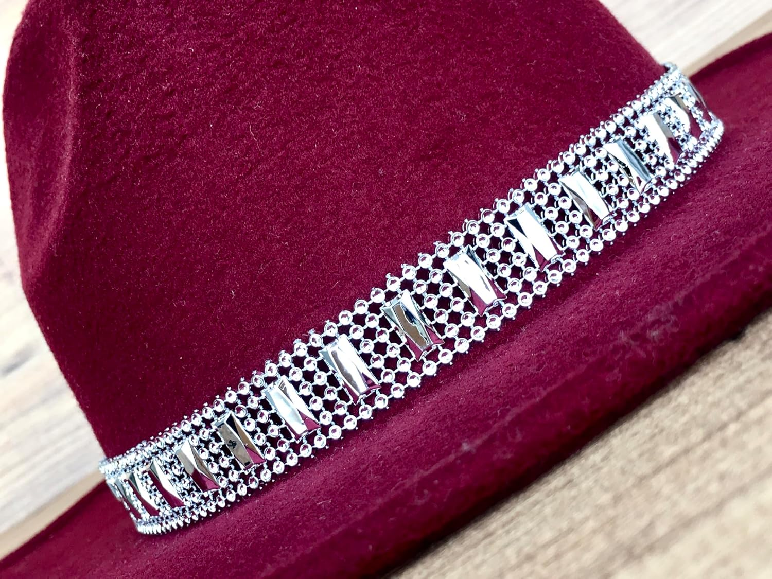 Women Cowboy Hatband, Rhinestone Silver or Gold Hat Belt, Sparkly Adjustable Fedora Western Style Hat Band, - Image 6