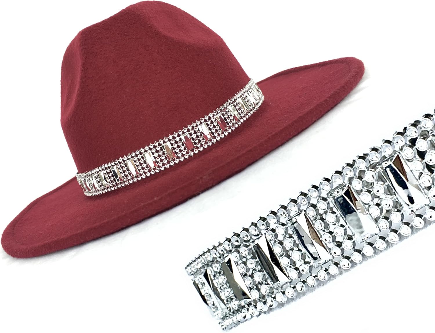 Women Cowboy Hatband, Rhinestone Silver or Gold Hat Belt, Sparkly Adjustable Fedora Western Style Hat Band, - Image 9