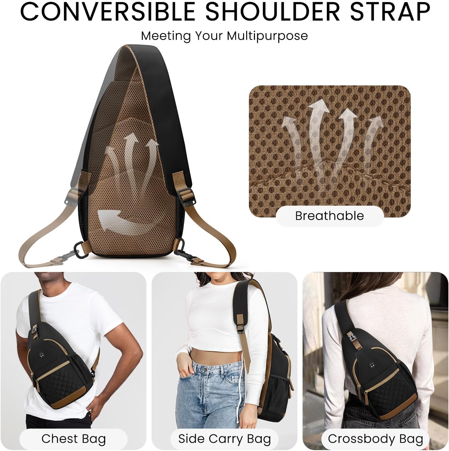 Small Crossbody Purses Bags for Women Men Travel, Chest Sling Bag Women Casual Cross Body Bag for Woman Sling Backpack - Image 5