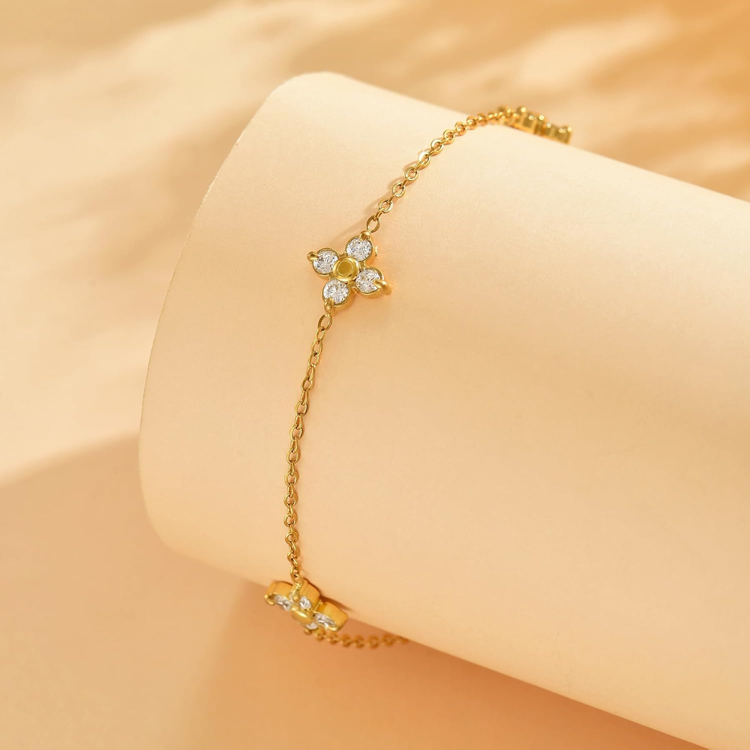 18K Gold Plated Diamond Ankle Bracelets for Women Waterproof Gold CZ Pearl Bow Link Chain Anklets Non Tarnish Summer Beach Foot Jewelry Gifts - Image 6