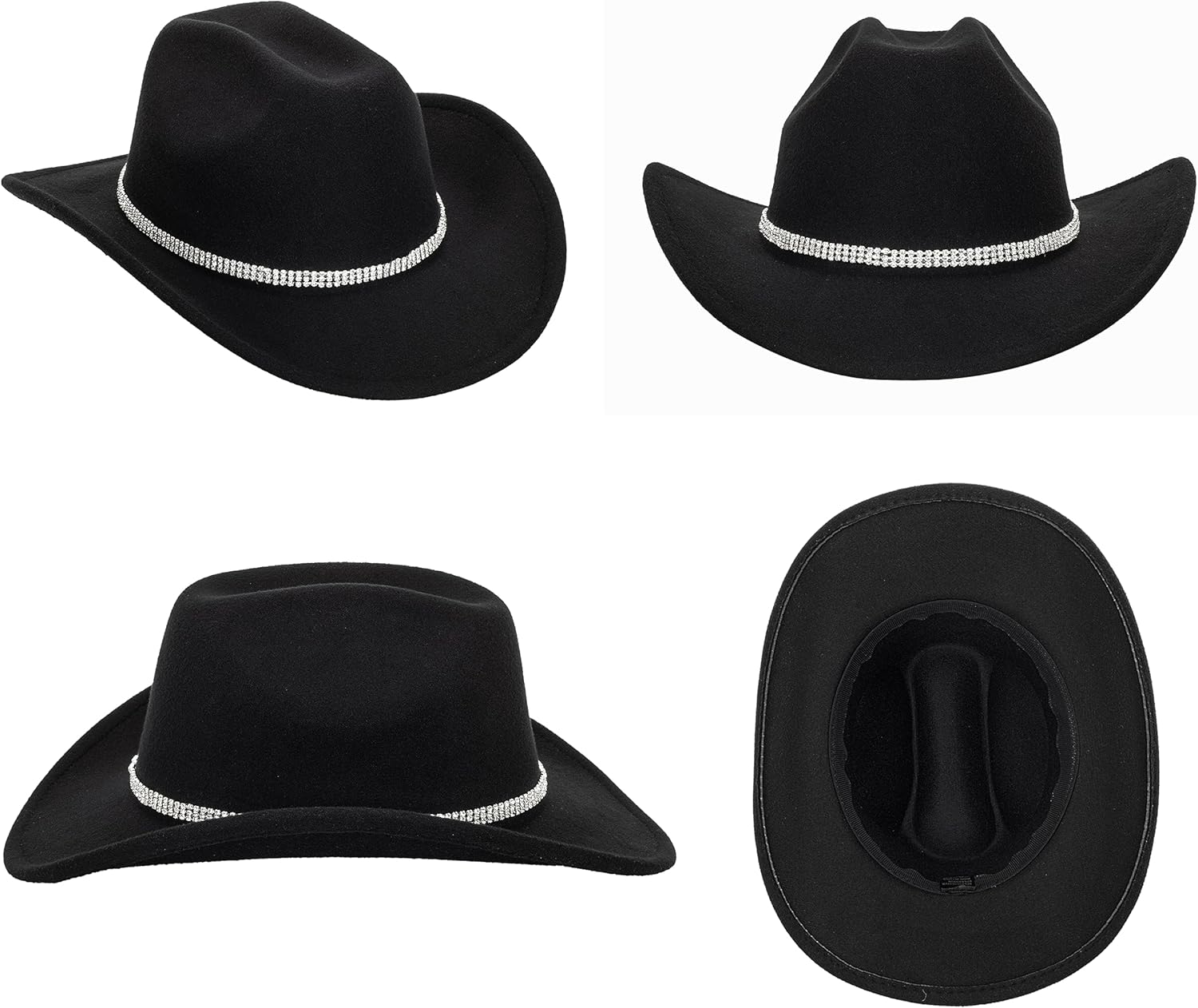 Western Cowboy Hat for Men Women Classic Fedora Hat with Buckle Belt (Size:M-L) - Image 7