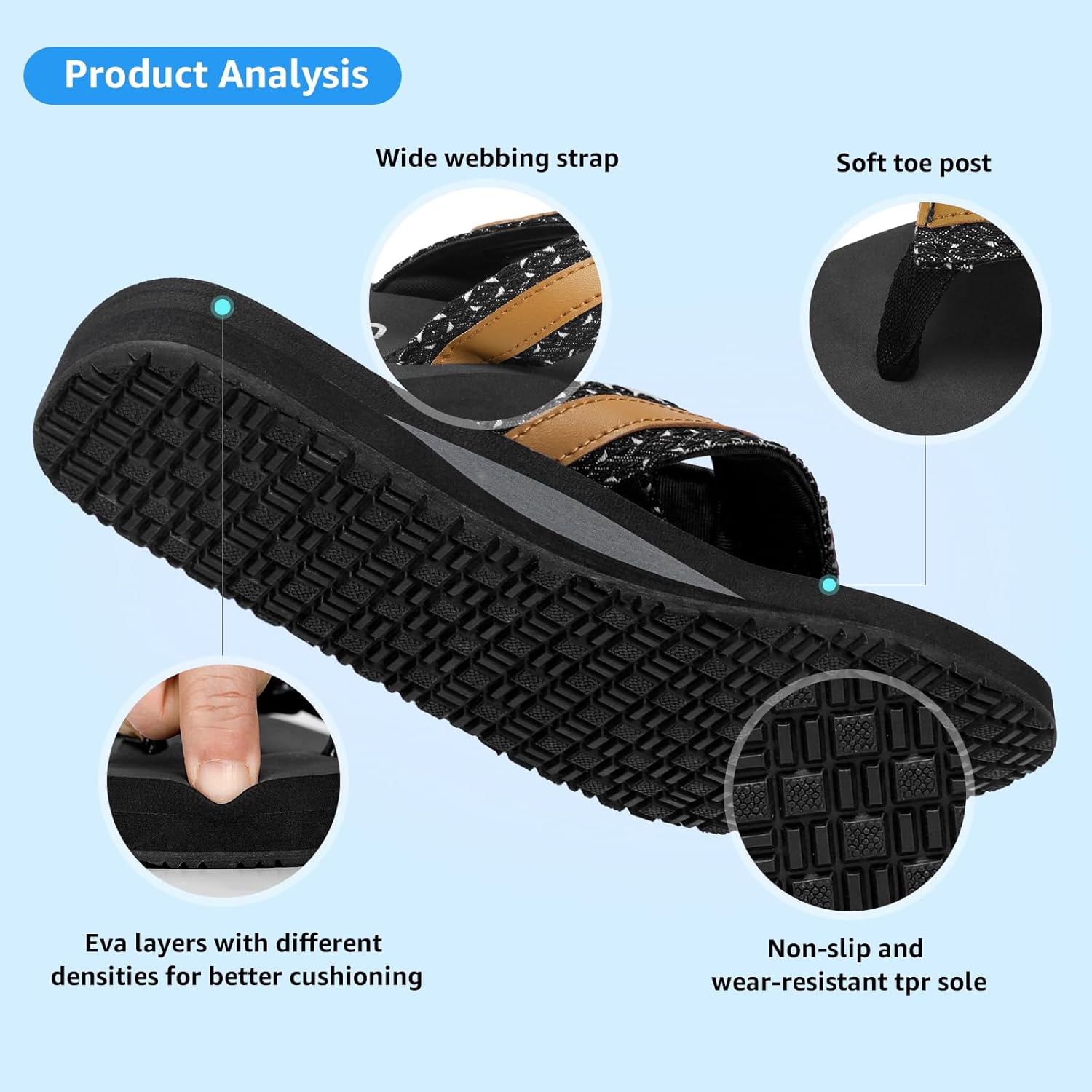 STQ Orthopedic Flip Flops for Women丨Adjustable Beach Sandals with Arch Support for Plantar Fasciitis Relief - Image 9