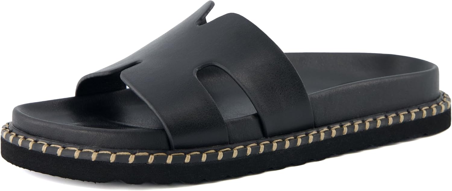 CUSHIONAIRE Crisp Women’s Slide Sandal – Faux Leather Cutout Slip-On with Artisan Stitching & Memory Foam, Wide Widths Available - Image 10