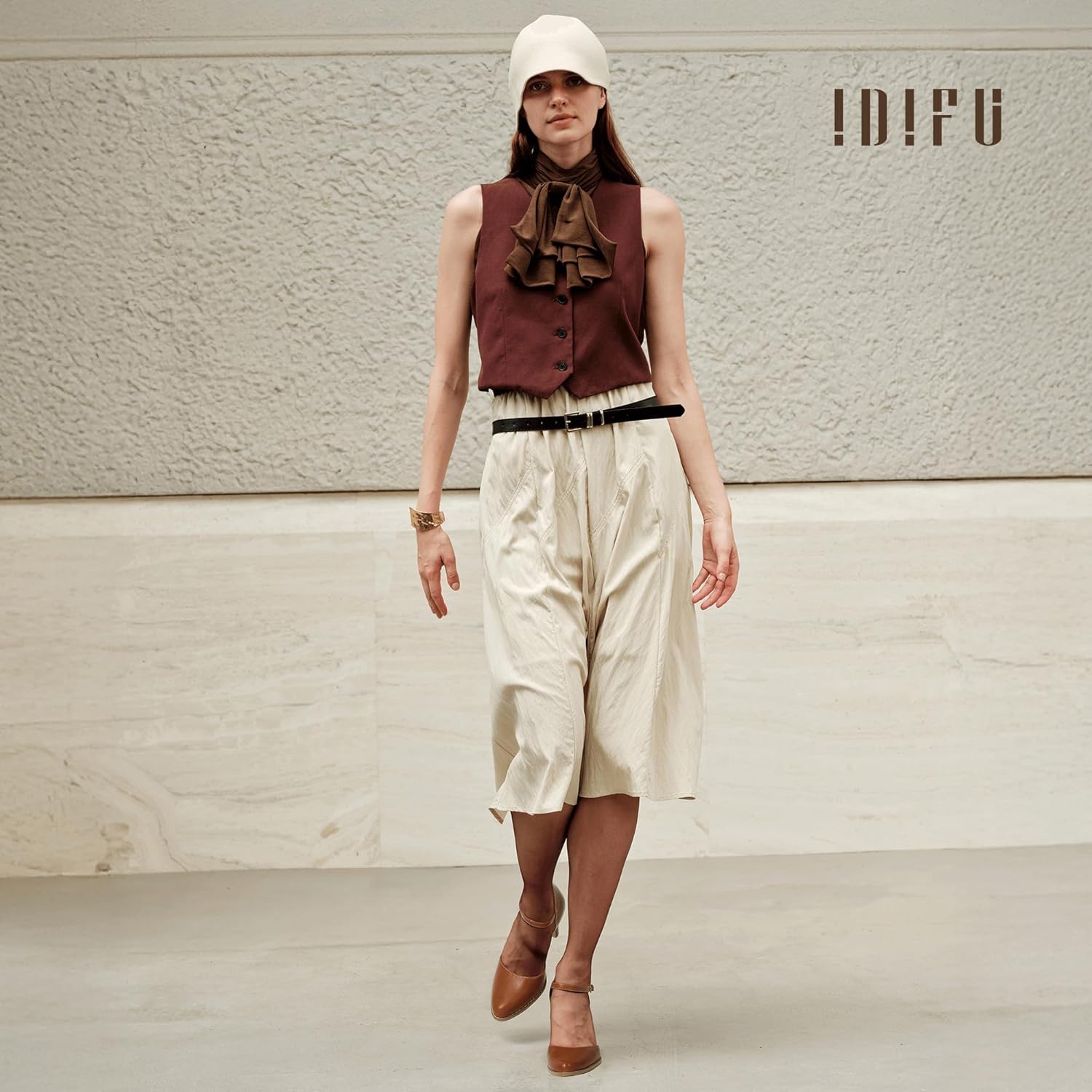 IDIFU IN3 Closed Toe Chunky High Heels Comfortable Dress Shoes for Women Pumps Vintage Heels Dressy Wedding Prom Bridal Party Work Office Business D'Orsay Pumps Shoes - Image 3