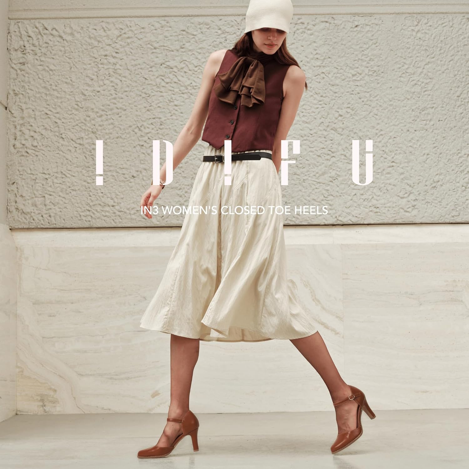 IDIFU IN3 Closed Toe Chunky High Heels Comfortable Dress Shoes for Women Pumps Vintage Heels Dressy Wedding Prom Bridal Party Work Office Business D'Orsay Pumps Shoes - Image 5