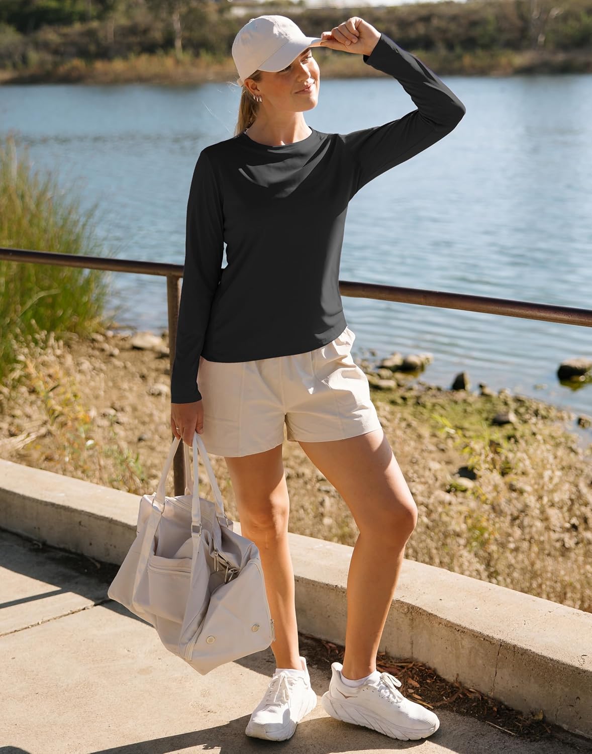 SANTINY Women's Lightweight Long Sleeve Workout Tops Split Back Gym Running Hiking Athletic Shirt Quick Dry UPF 50+ Sun Shirt - Image 4