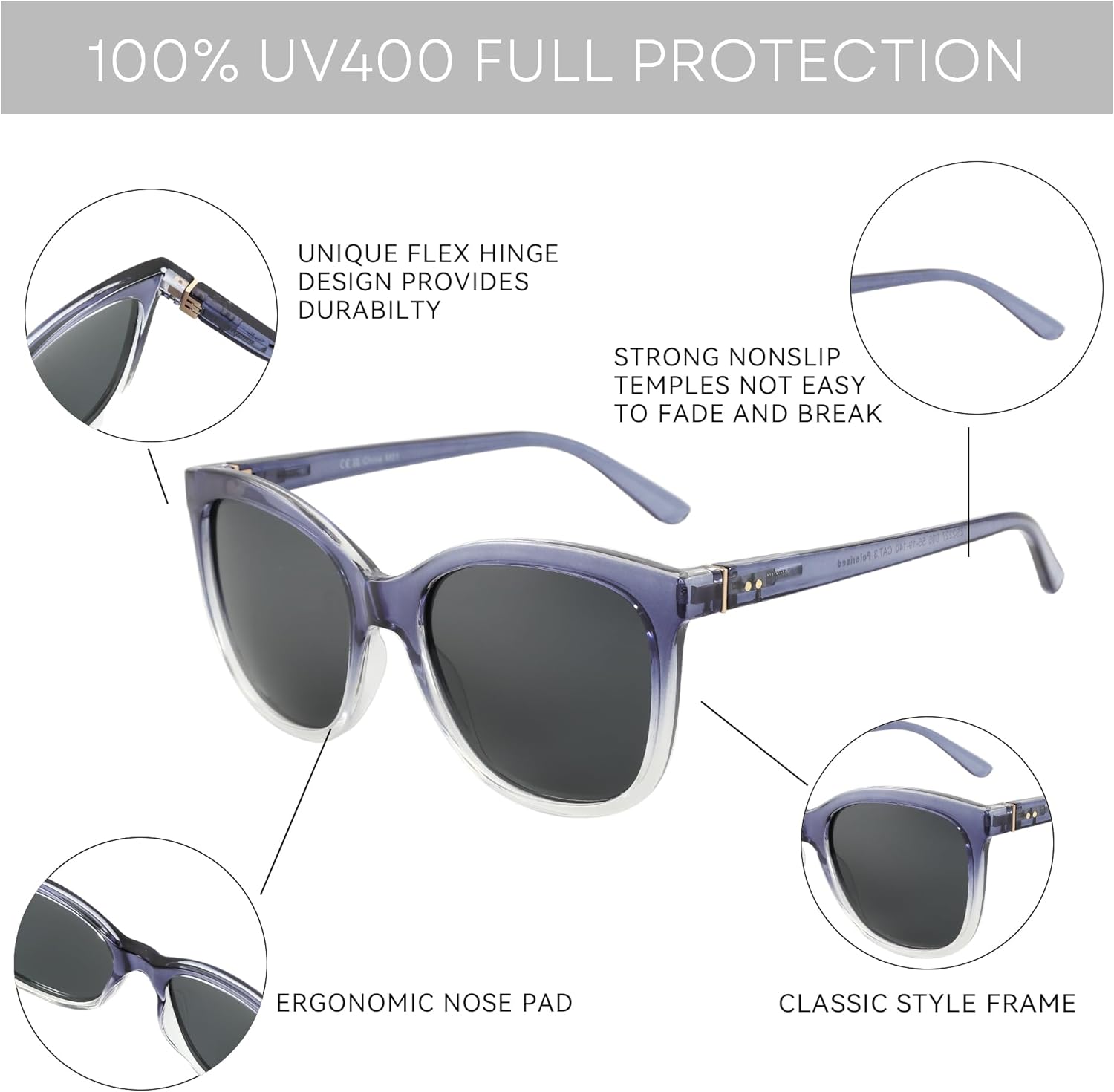 ZENOTTIC Polarized Sunglasses for Women UV400 Protection Retro Cute Fashion Cateye Sun Glasses - Image 5