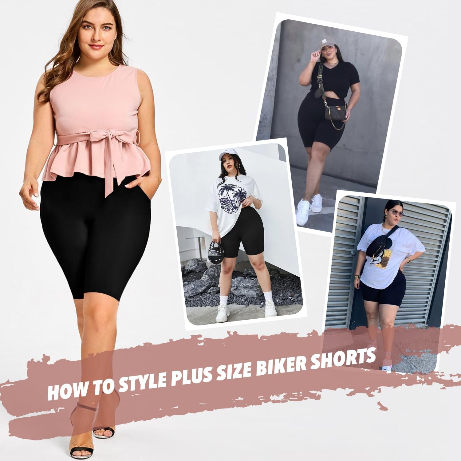 FULLSOFT Plus Size Biker Shorts for Women-High Waist X-Large-4X Tummy Control with Pockets Workout Shorts for Yoga - Image 4