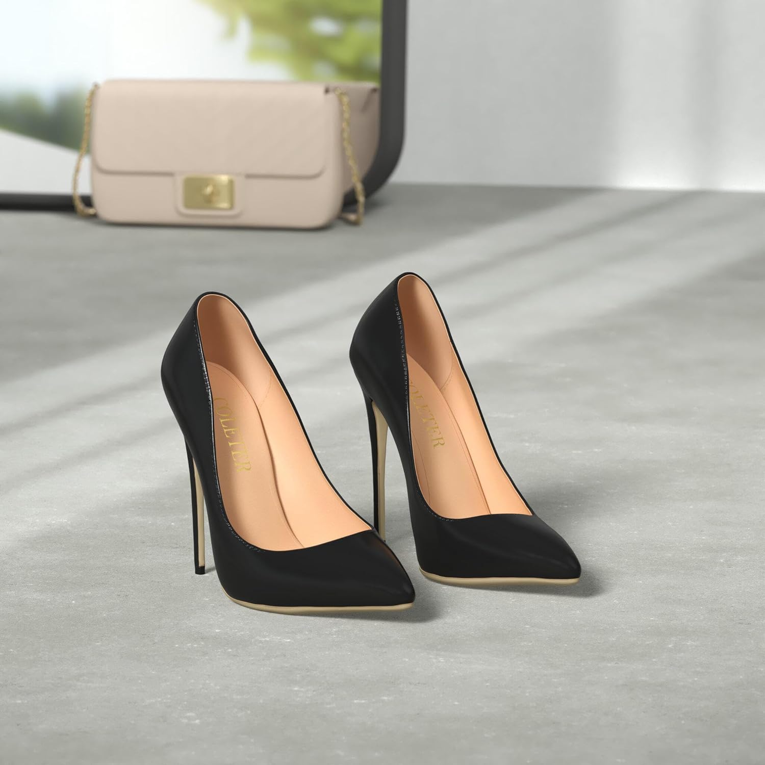 COLETER Women's Sexy Pointed Toe High Heels,4.72 inch/12cm Patent Leather Pumps,Wedding Dress Shoes,Cute Evening Stilettos - Image 3