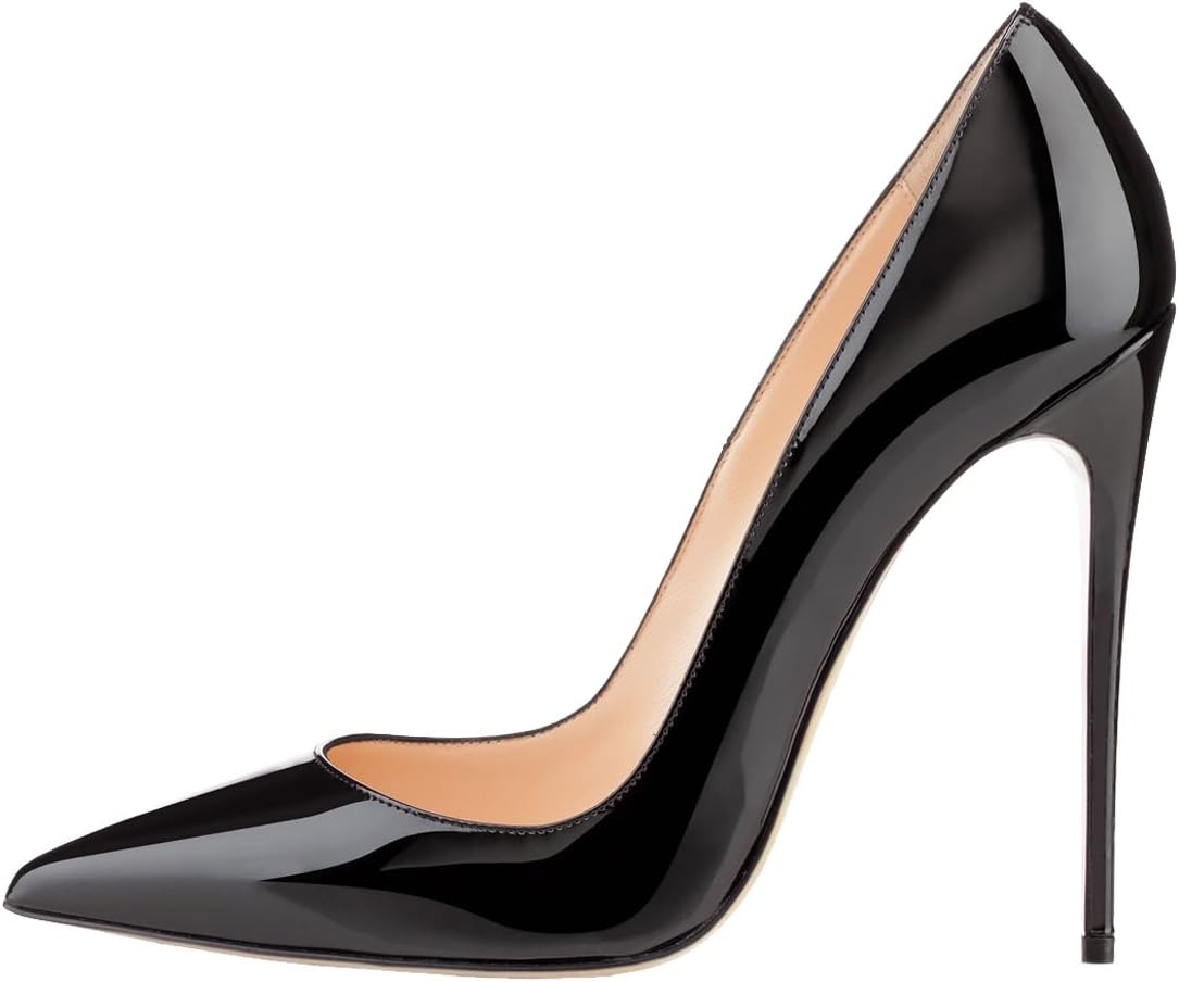 COLETER Women's Sexy Pointed Toe High Heels,4.72 inch/12cm Patent Leather Pumps,Wedding Dress Shoes,Cute Evening Stilettos - Image 4