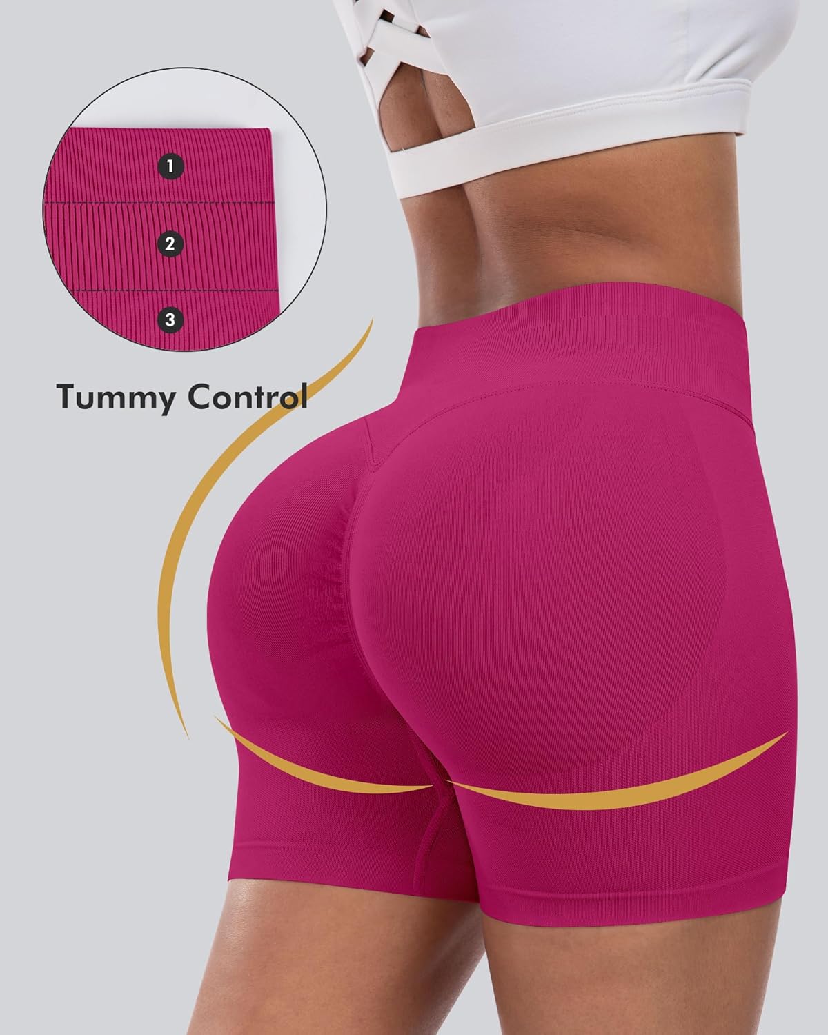 CHRLEISURE Workout Gym Biker Shorts, High Waisted Butt Lifting Scrunch Butt Sports Seamless Shorts Sets 4 Piece - Image 4