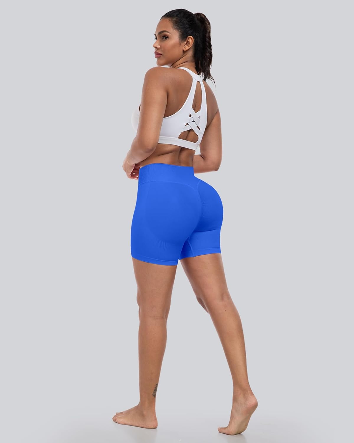 CHRLEISURE Workout Gym Biker Shorts, High Waisted Butt Lifting Scrunch Butt Sports Seamless Shorts Sets 4 Piece - Image 6