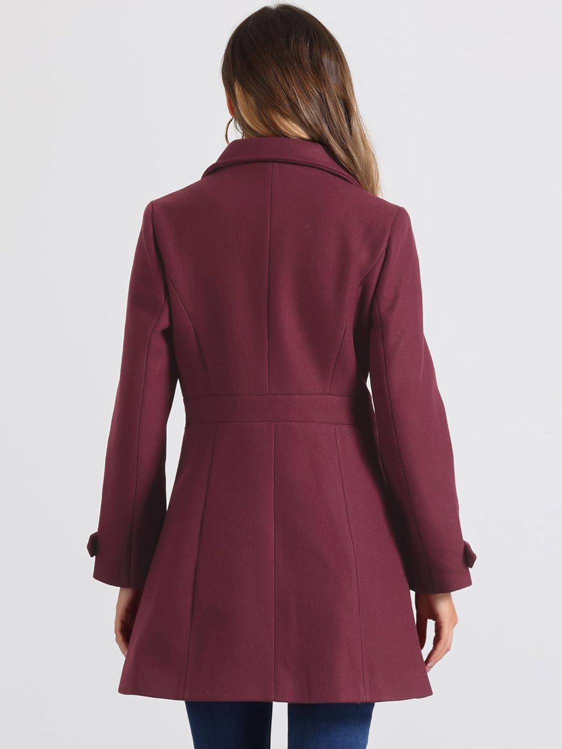 Allegra K Women's Winter Classic Outwear Overcoat with Pockets Single Breasted Pea Coat - Image 5