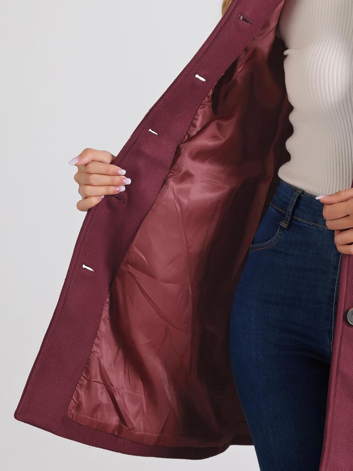 Allegra K Women's Winter Classic Outwear Overcoat with Pockets Single Breasted Pea Coat - Image 6