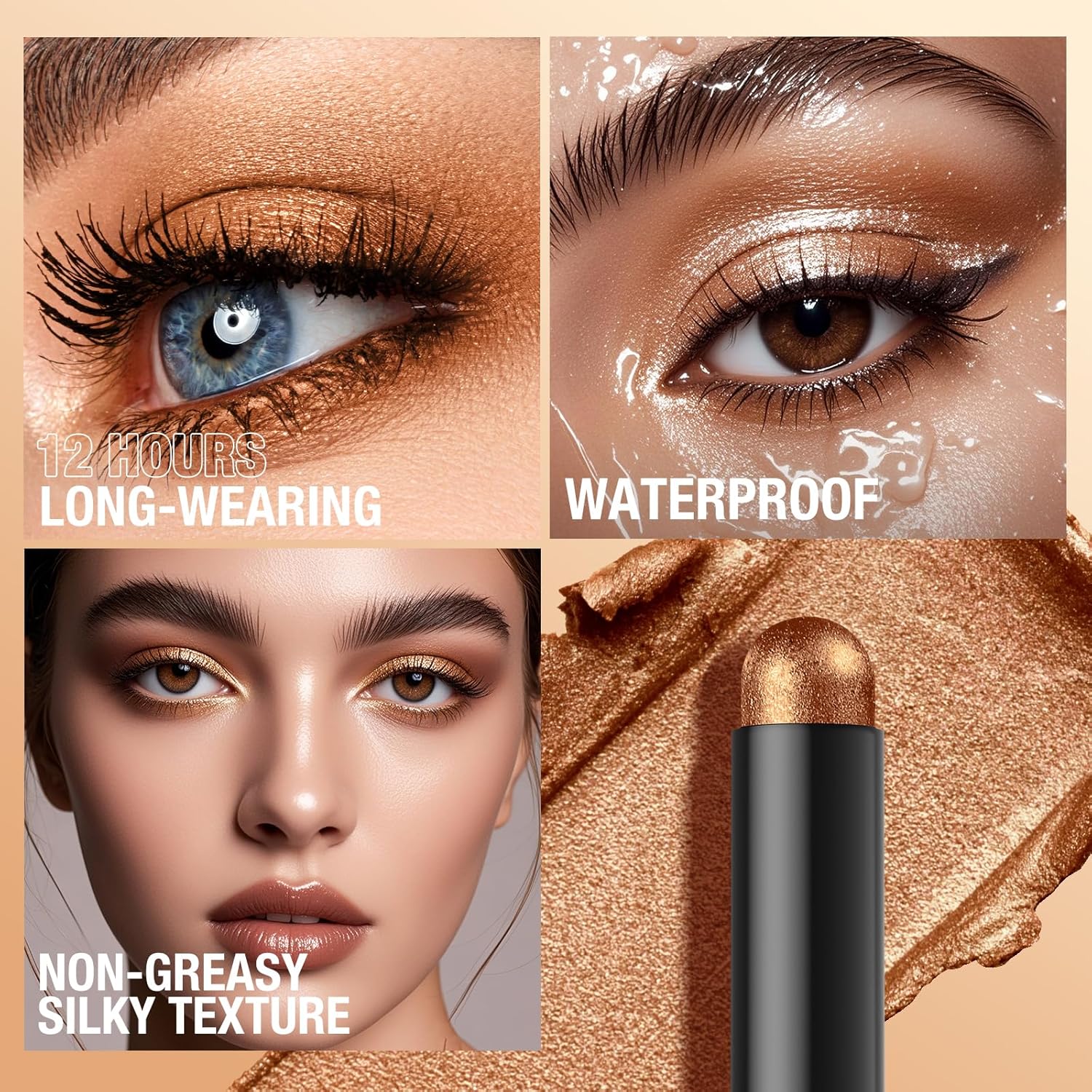 LANGMANNI 8Colors Dual-Ended Cream Eyeshadow Stick Set – Silky Smooth, Waterproof & Transfer-Proof, Built-in Blender Brush, All-Day Matte & Shimmer Wear Eye Makeup(#A) - Image 5