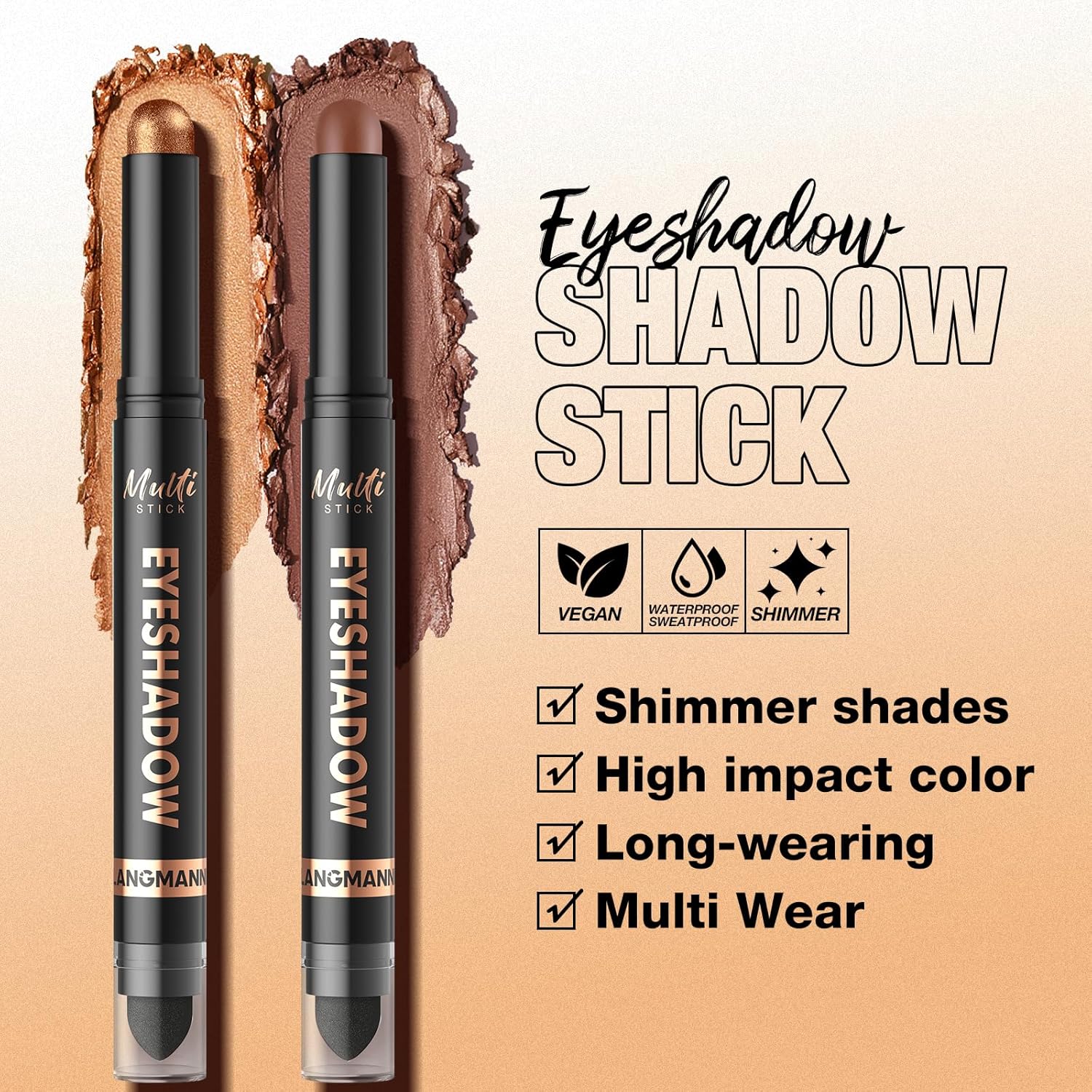 LANGMANNI 8Colors Dual-Ended Cream Eyeshadow Stick Set – Silky Smooth, Waterproof & Transfer-Proof, Built-in Blender Brush, All-Day Matte & Shimmer Wear Eye Makeup(#A) - Image 10