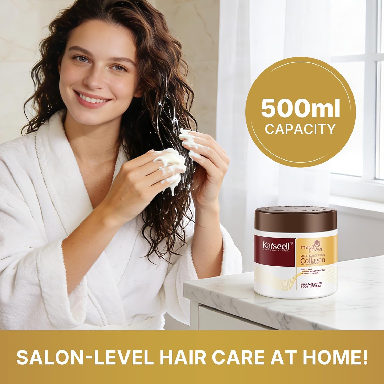 Karseell Collagen Hair Treatment Deep Repair Conditioning Argan Oil Collagen Hair Mask Essence for Dry Damaged Hair All Hair Types 16.90 oz 500ml - Image 10