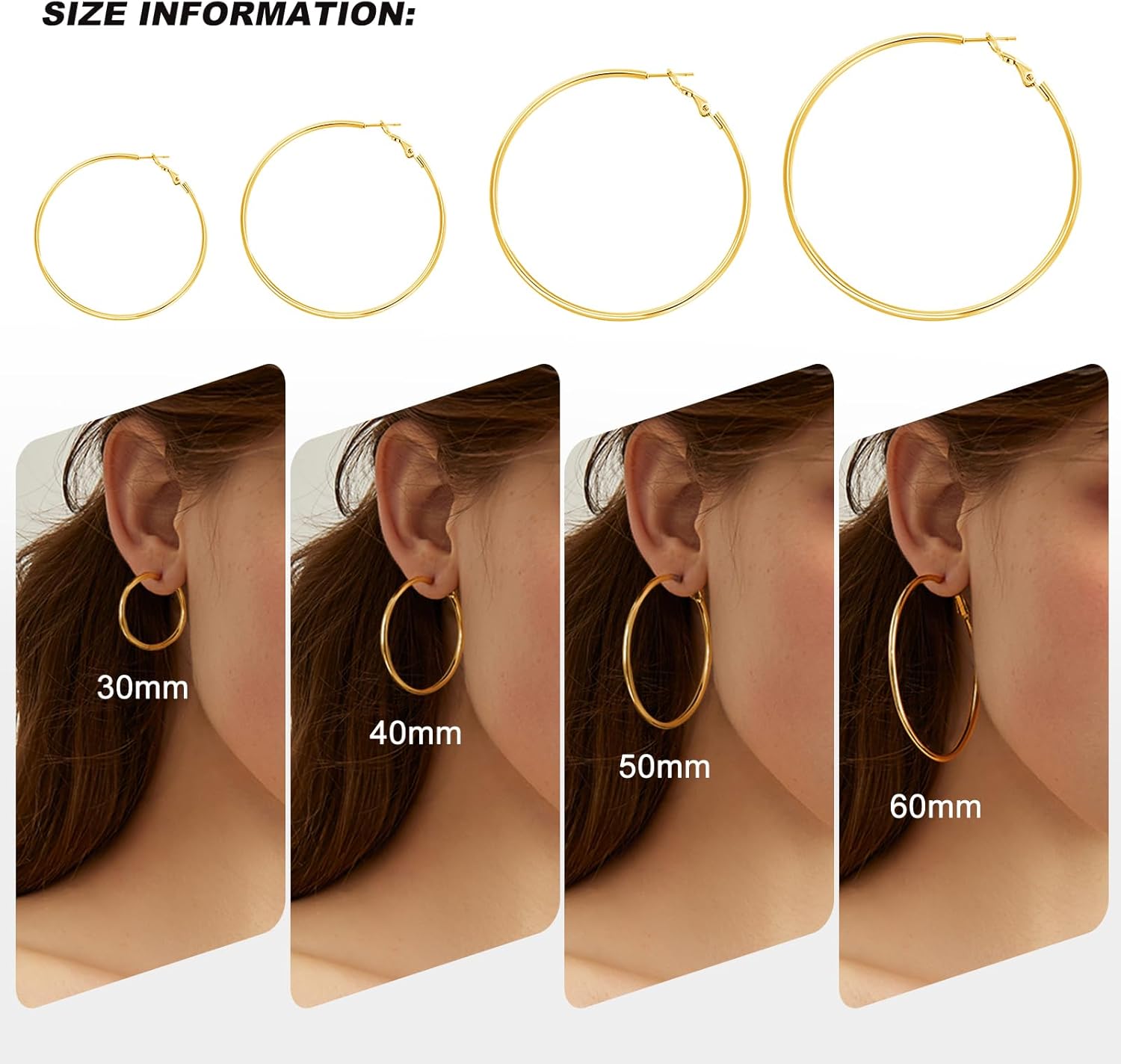 4 Pairs Silver Gold Hoop Earrings for Women | 14K Gold Plated Hoop Earrings Set Hypoallergenic Earring Lightweight Dangle Earrings Set - Image 3