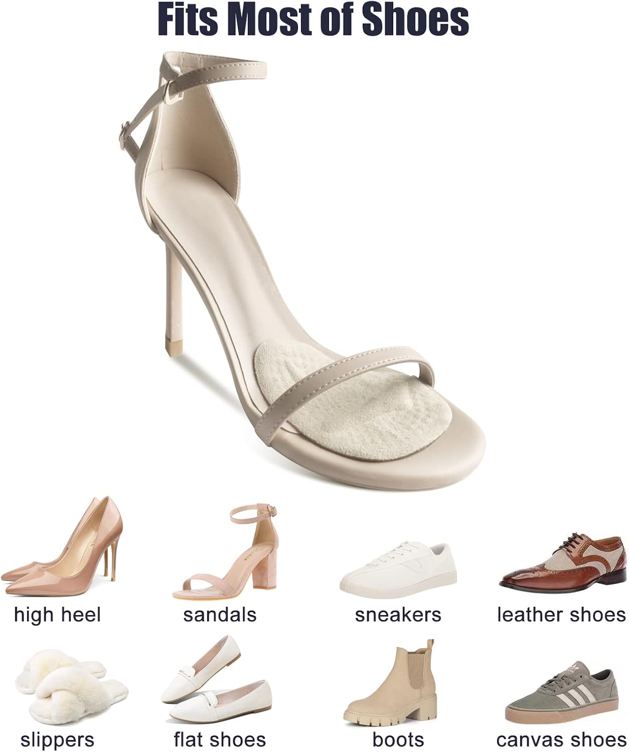 Riootlnm Metatarsal Pads, Ball of Foot Cushions, Heel Pads Inserts for Too Big Shoe, Reduce Foot Pain, No Slip Heel Grips Liners Pads for Loose Shoe, Blisters (Beige+Black) - Image 5