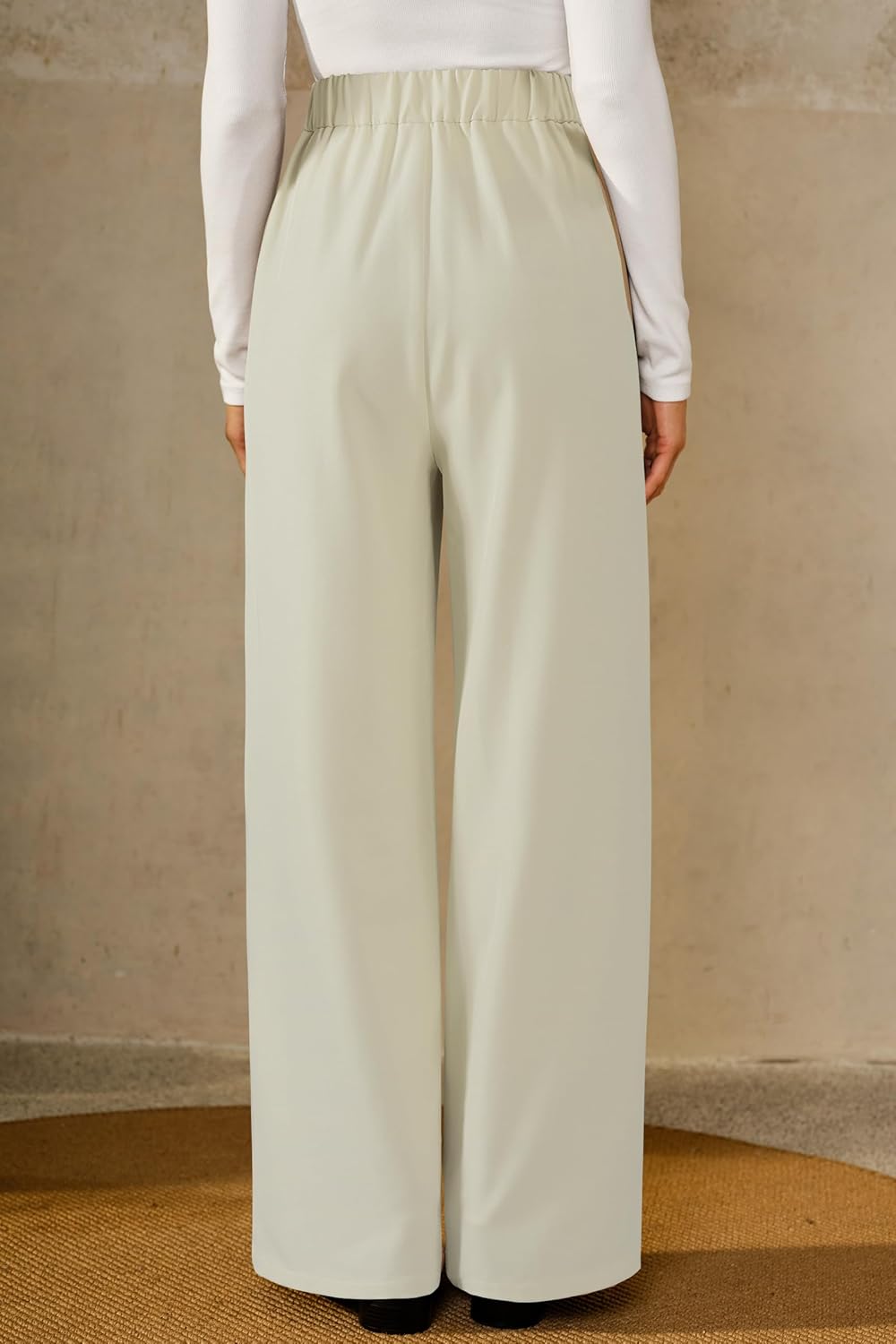 Arach&Cloz Women's Wrinkle-Free Pleated High Waisted Business Casual Wide Leg Dress Pants 2026 - Image 3